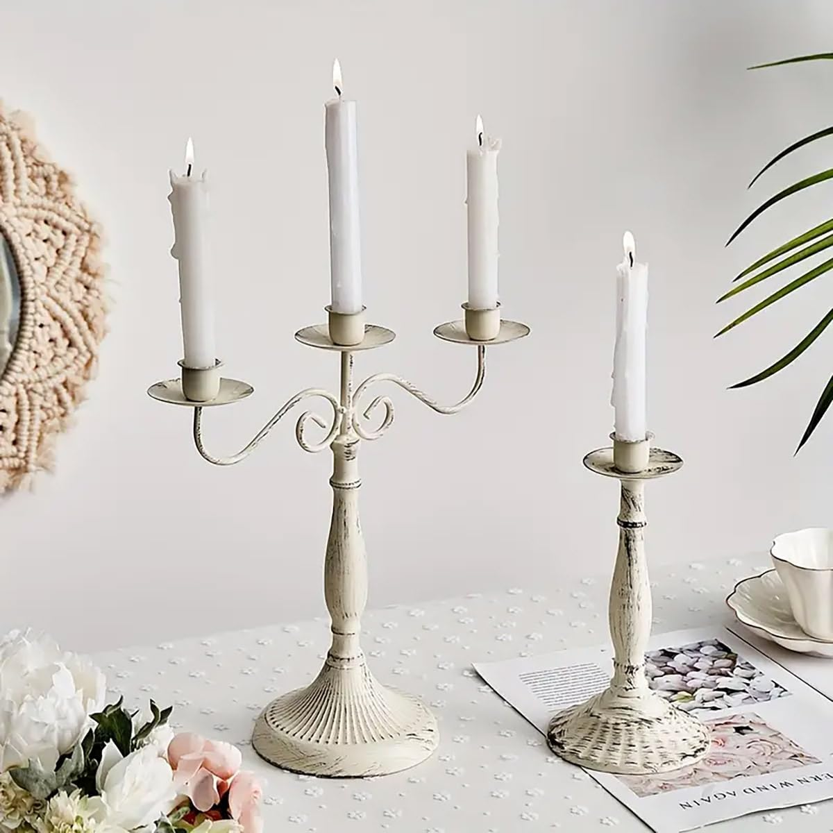 AIMALL Vintage Metal Candle Holder with 1, 3, or 5 Arms for Dining Table, Wedding Celebration, or Candlelight Dinner, for Home D&eacute;cor and Events image number 3