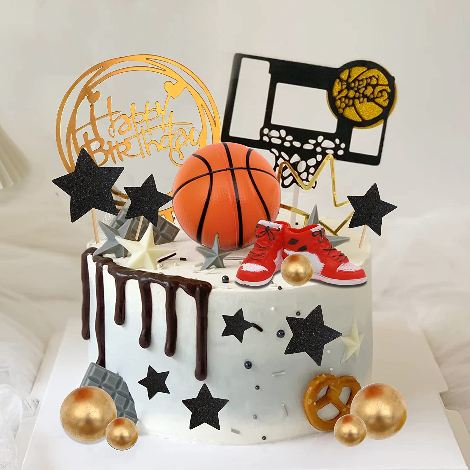 16 PCS Basketball Cake Toppers, Theme Cake Decoration for Boy Birthday Party Supplies image number 3