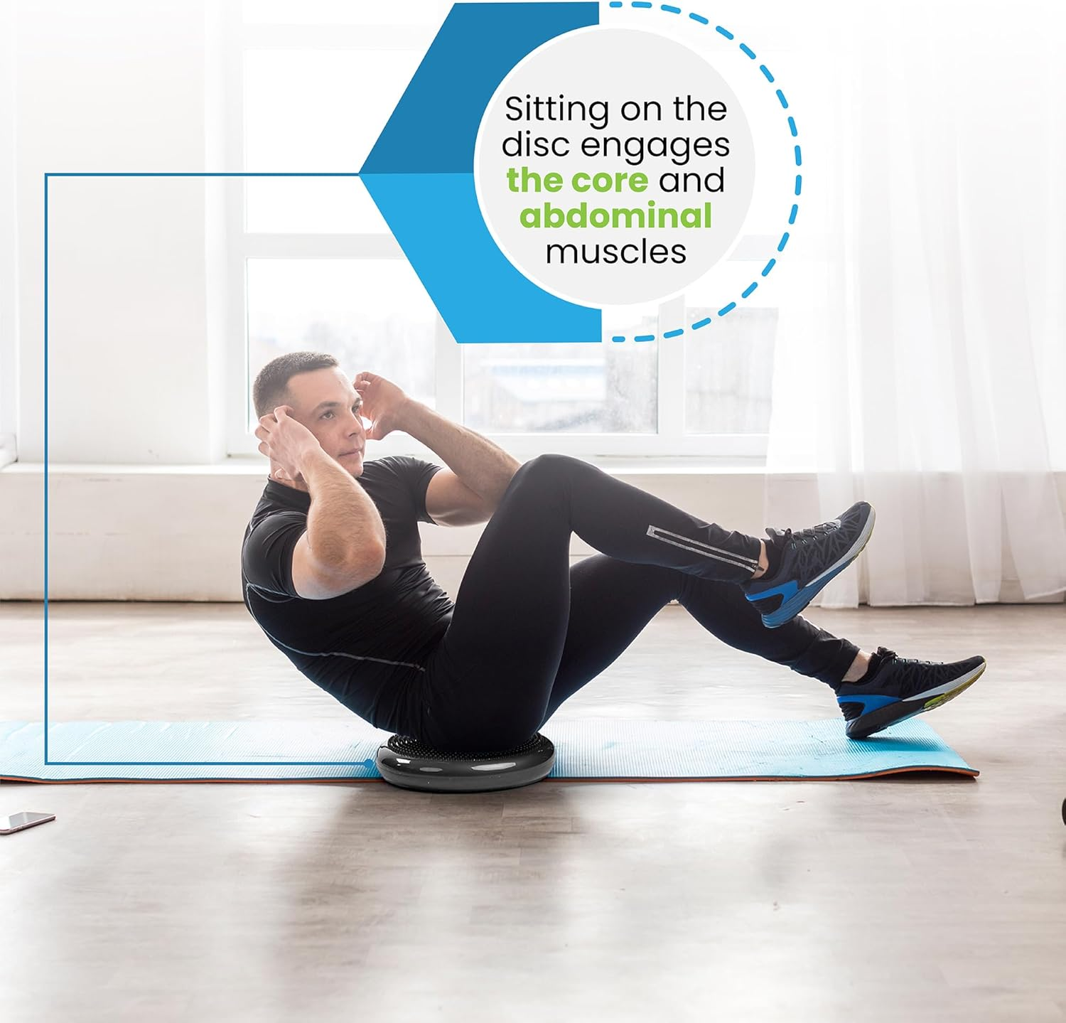 Bintiva Inflated Stability Wobble Cushion, Including Free Pump/Exercise Fitness Core Balance Disc image number 3