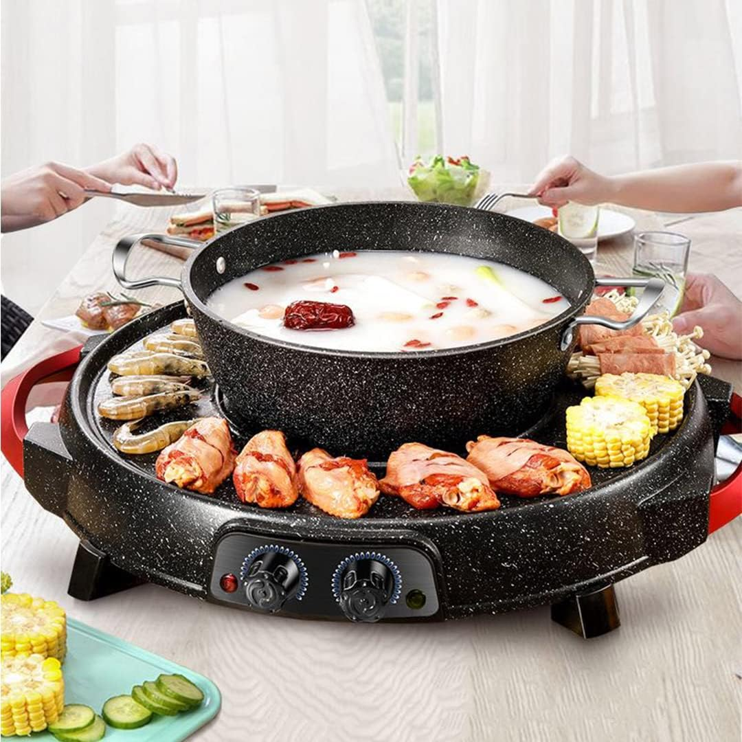 SOGA 2 in 1 Electric Stone Coated Teppanyaki Grill Plate Steamboat Hotpot image number 3