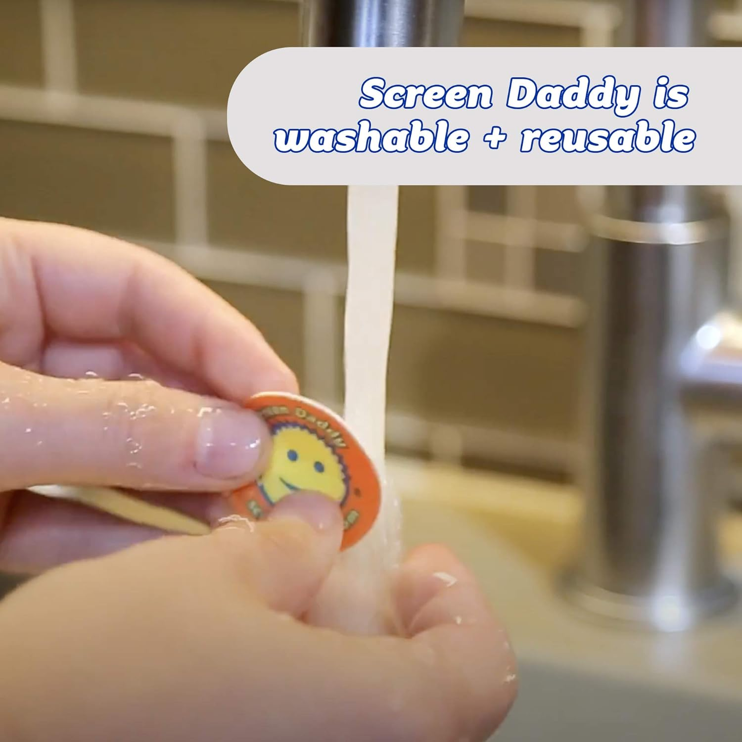 Screen Daddy Colors (3 Pack) - Microfiber Cleaning Pad for Phones, Tablet, Glasses - Sticky Gel Backing on Device Storage - Washable and Reusable image number 5