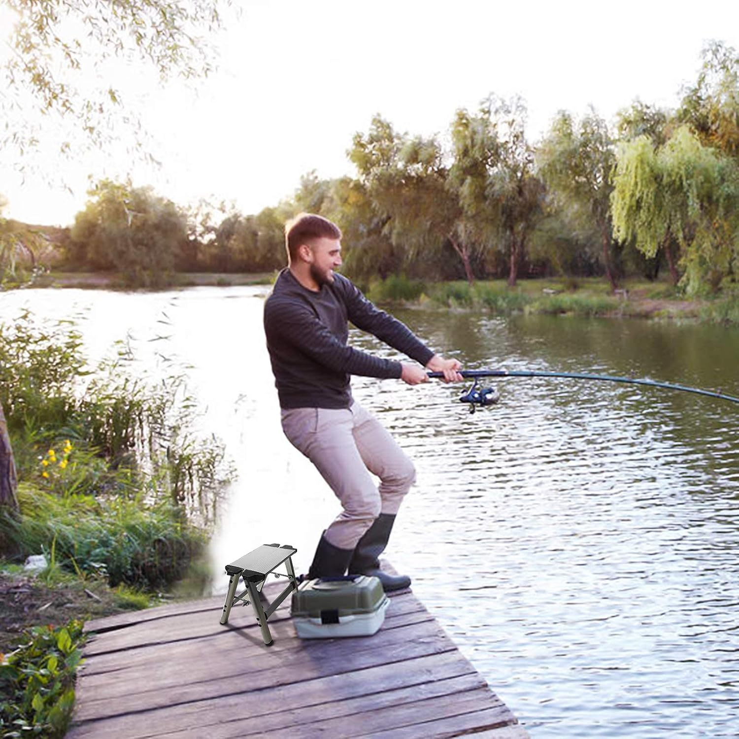 Folding Step Stool Small Foldable Step Stool One Step Ladder with 330 Lb Large Loading Capacity for Kitchen, Bathroom, Closet, Garage, Garden