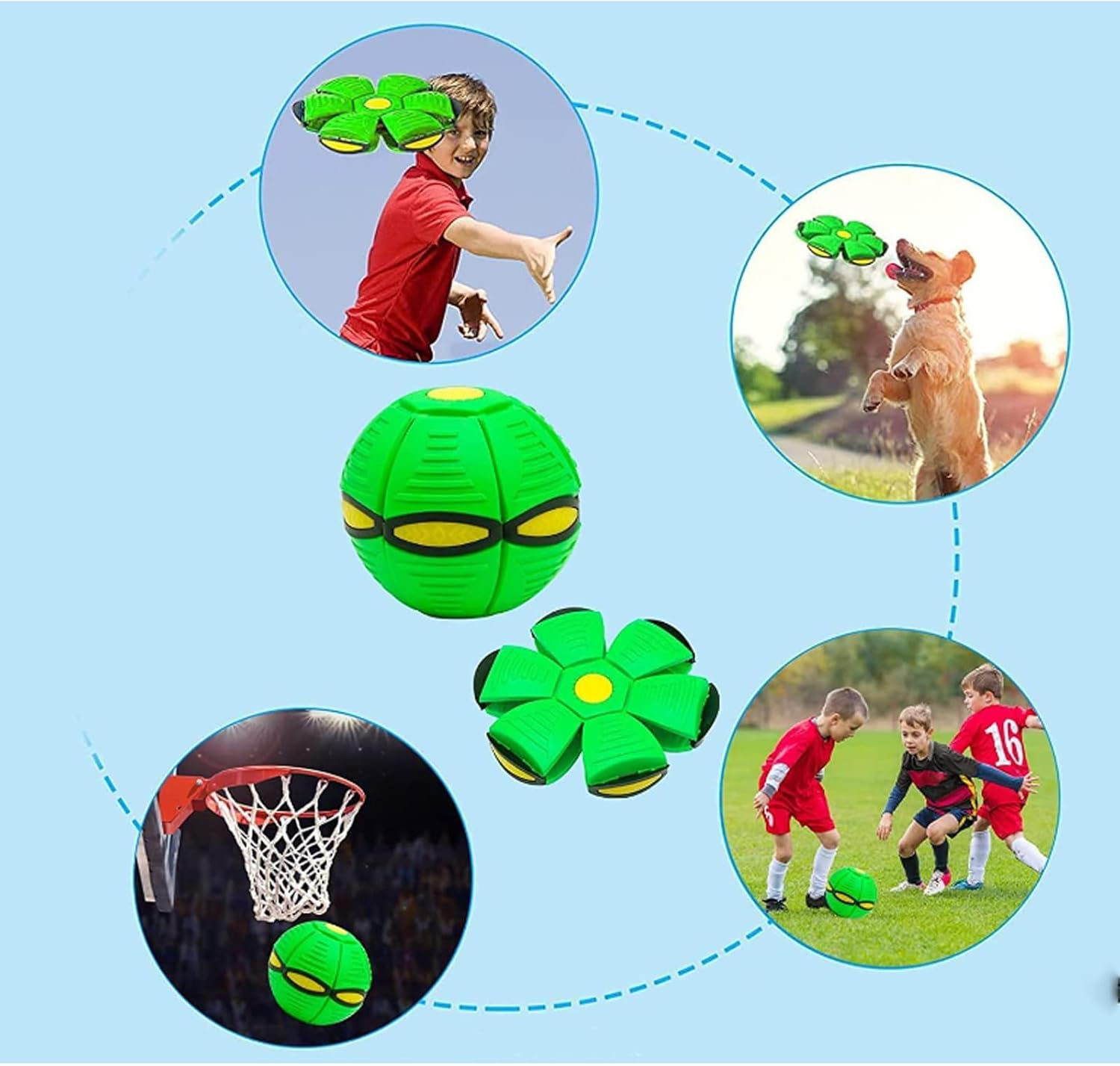 Jabron Interactive Ball for Dogs Airball,Wordly Deals Air Ball for Dogs,Doggie Disc Ball, Doggie Disk Ball, Bounce Pop Ball for Dogs, Best Gifts for Small Dogs-Red||No Light Model image number 6