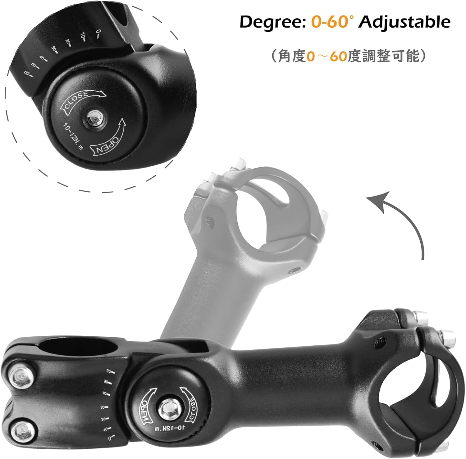 TRIWONDER Stem 25.4 31.8 90Mm 110Mm 130Mm 60 Degree Adjustable Bike Stem Mountain Bike Stem Short Handlebar Stem Riser for Bicycle, Road Bike, MTB, BMX, Cycling - 25.4 X 90Mm image number 3