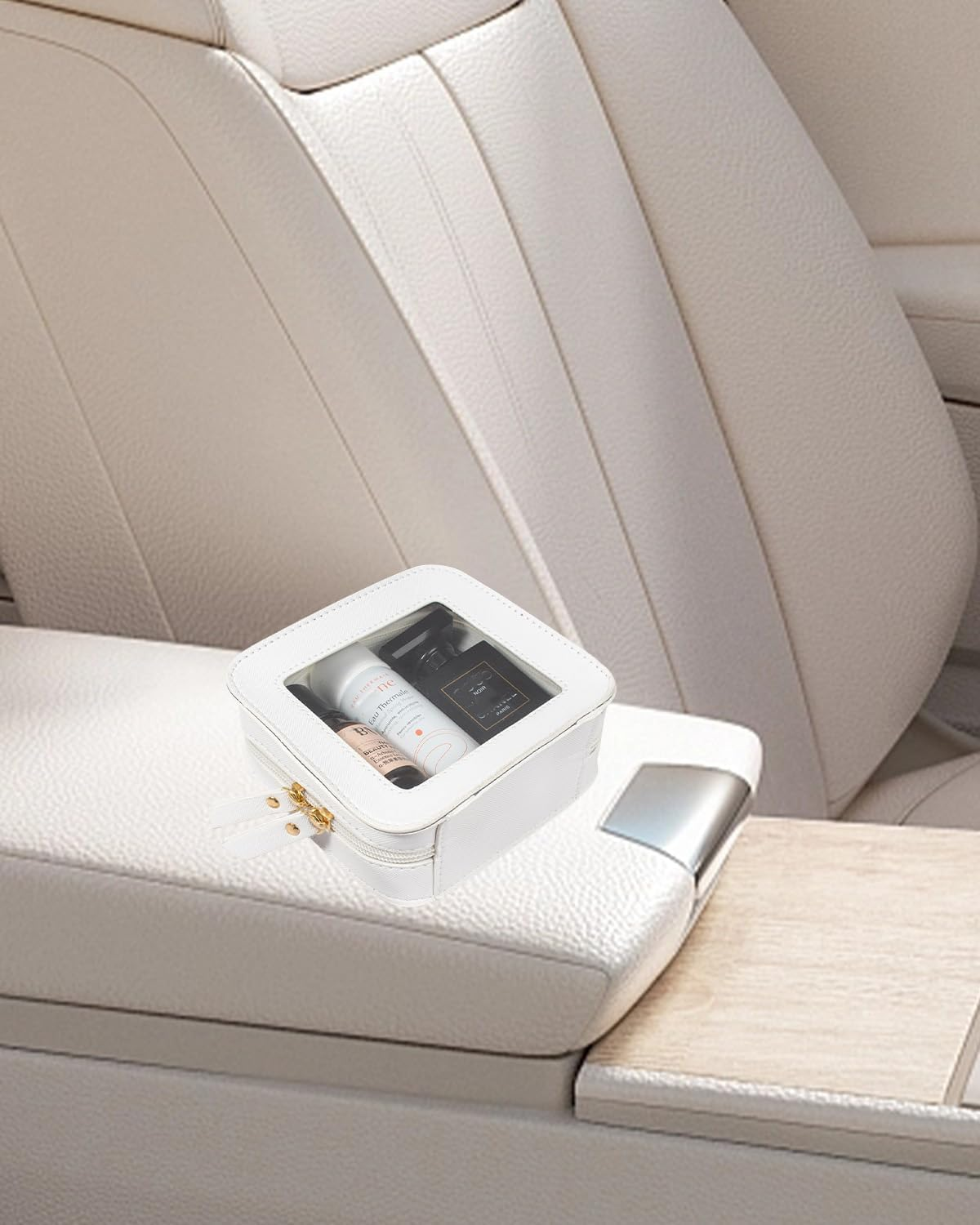 DDPOND Small Clear Makeup Bag for Women, Mini Cosmetic Bag Portable Makeup Pouch Organizer with Zipper Waterproof Travel Cosmetic Case Cute Travel Toiletry Bag Car Organizer for Essentials (Mini Pink) - Mini Black image number 3