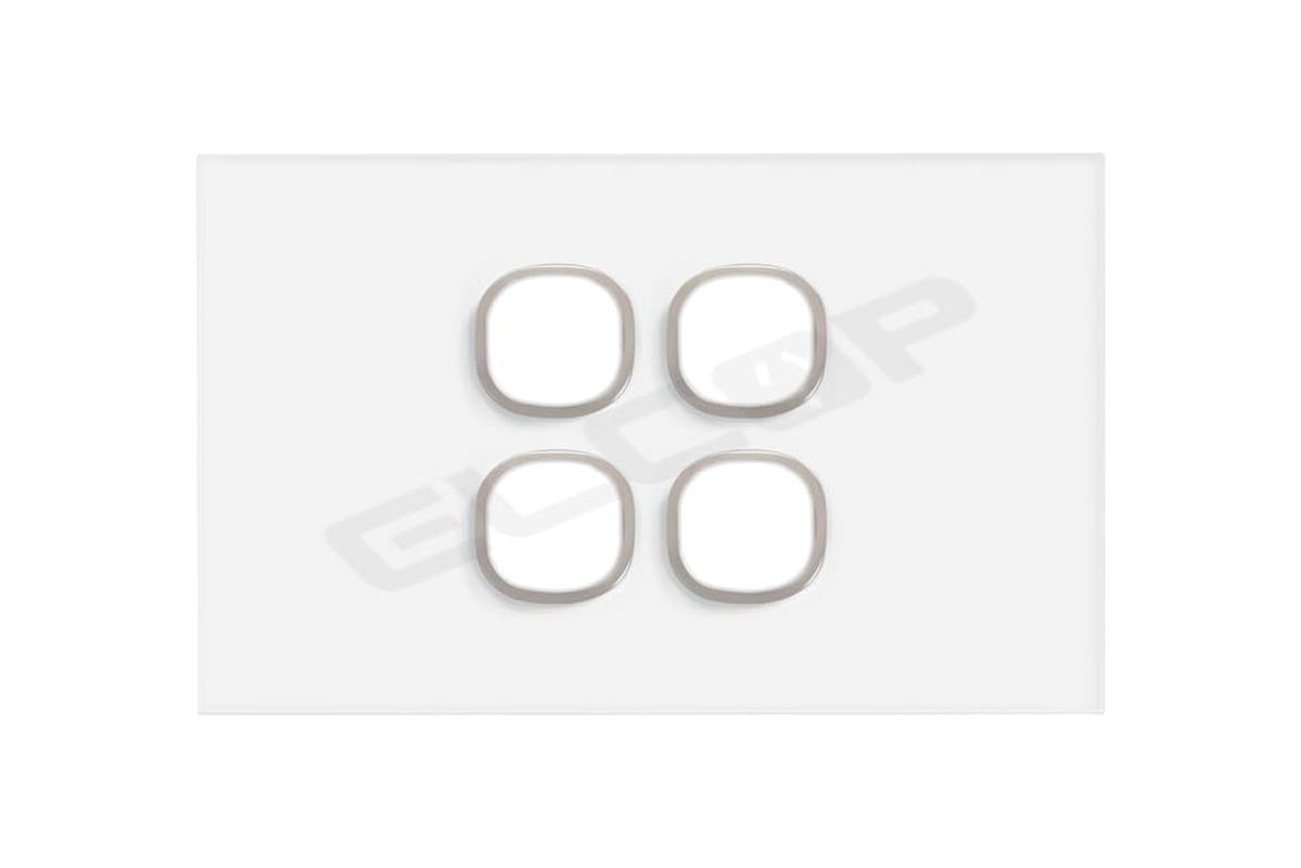 Elcop Sapphire Series Real Glass Powerpoints and Push Button Switches with LED (2 Gang Glass Push Button Blue LED Switch) image number 4