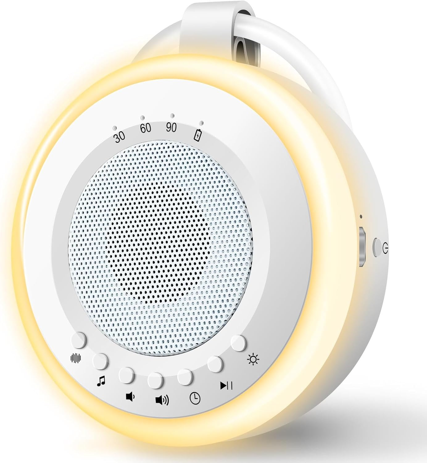 Easy@Home White Noise Machine: 20 Soothing Sounds Portable White Noise Machine with Nightlight Natural Music Sleep Relation for Sleeping Children (White)