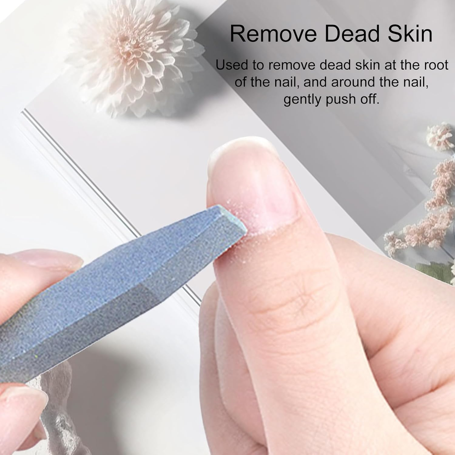 Jaasuee 8 Pieces Stone Nail File and Pumice Stone Stick Set - Nail Cuticle Pusher and Buffing Tool for Home and Salon Use image number 4