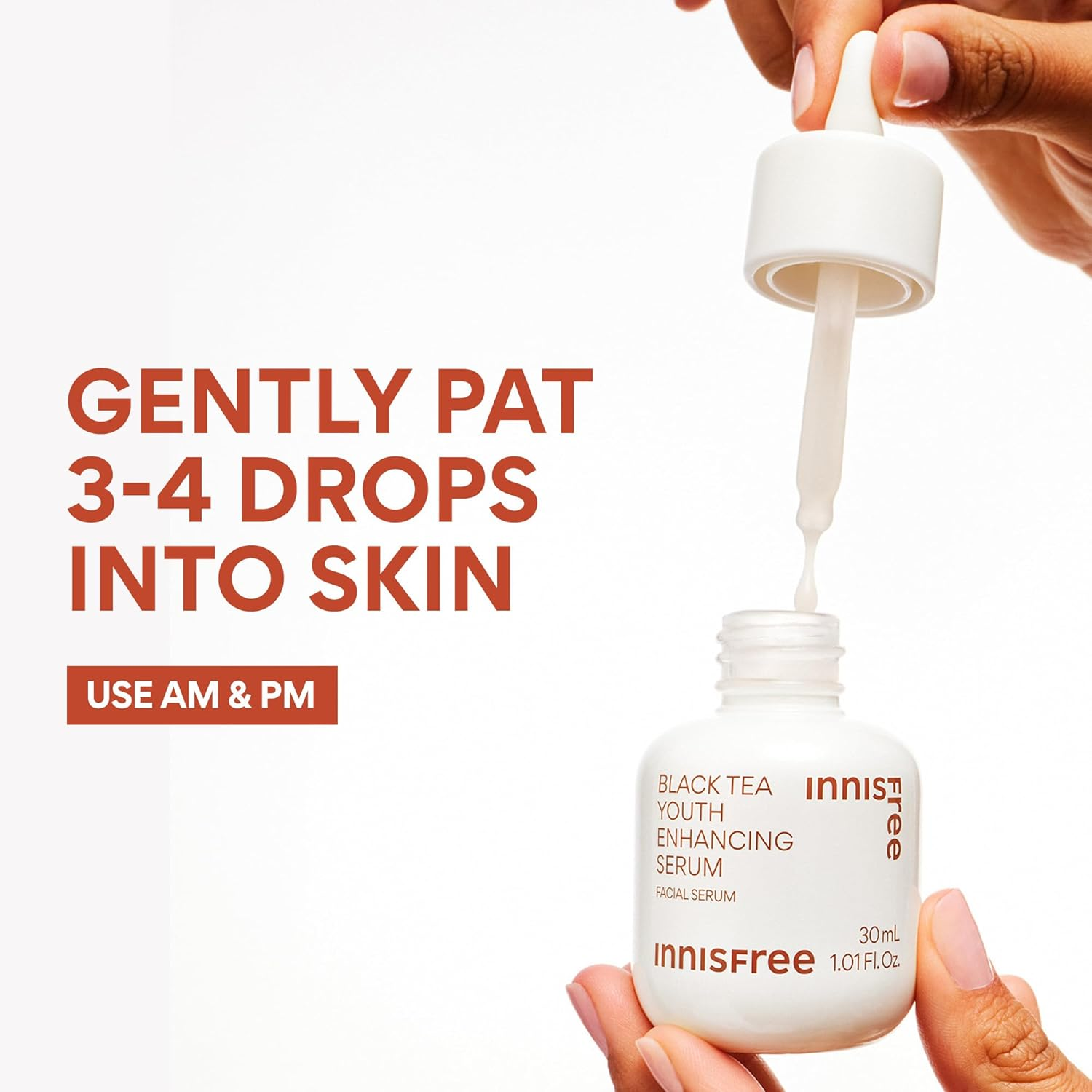 Innisfree Black Tea Youth Serum, Korean Anti-Aging Treatment with Niacinamide for Radiance, Firm Skin, Hydration, and Visible Skin Renewal image number 3