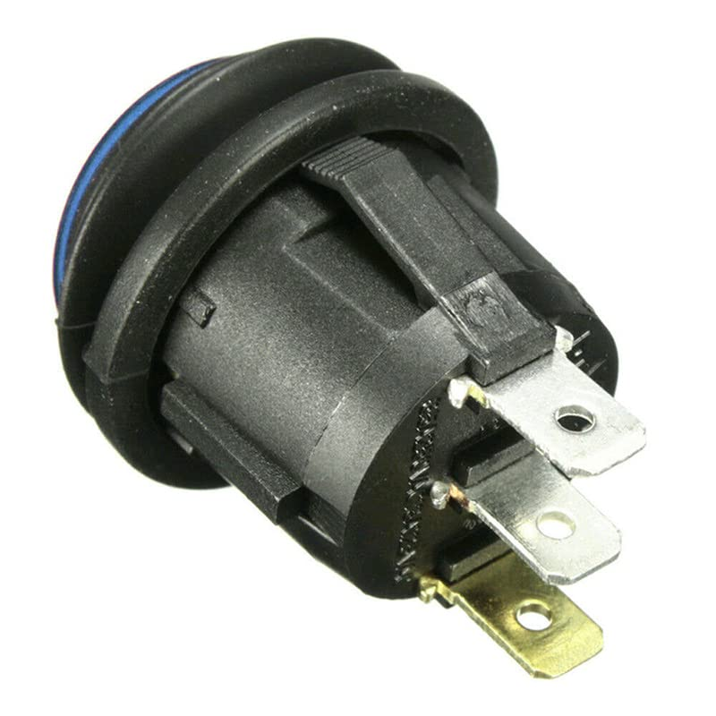 AIMALL 5Pcs 12V 20A SPST On/Off round Rocker Switch with LED, Waterproof for Car, Boat, and Marine Accessories, Easy Install, 0.59" X 1.38"
