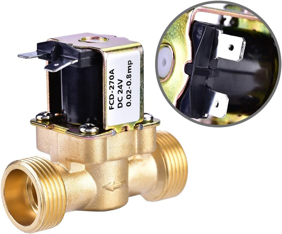3/4" DC Water Valve 24V Normally Closed Brass Electric Solenoid Magnetic Valve for Water Control image number 3