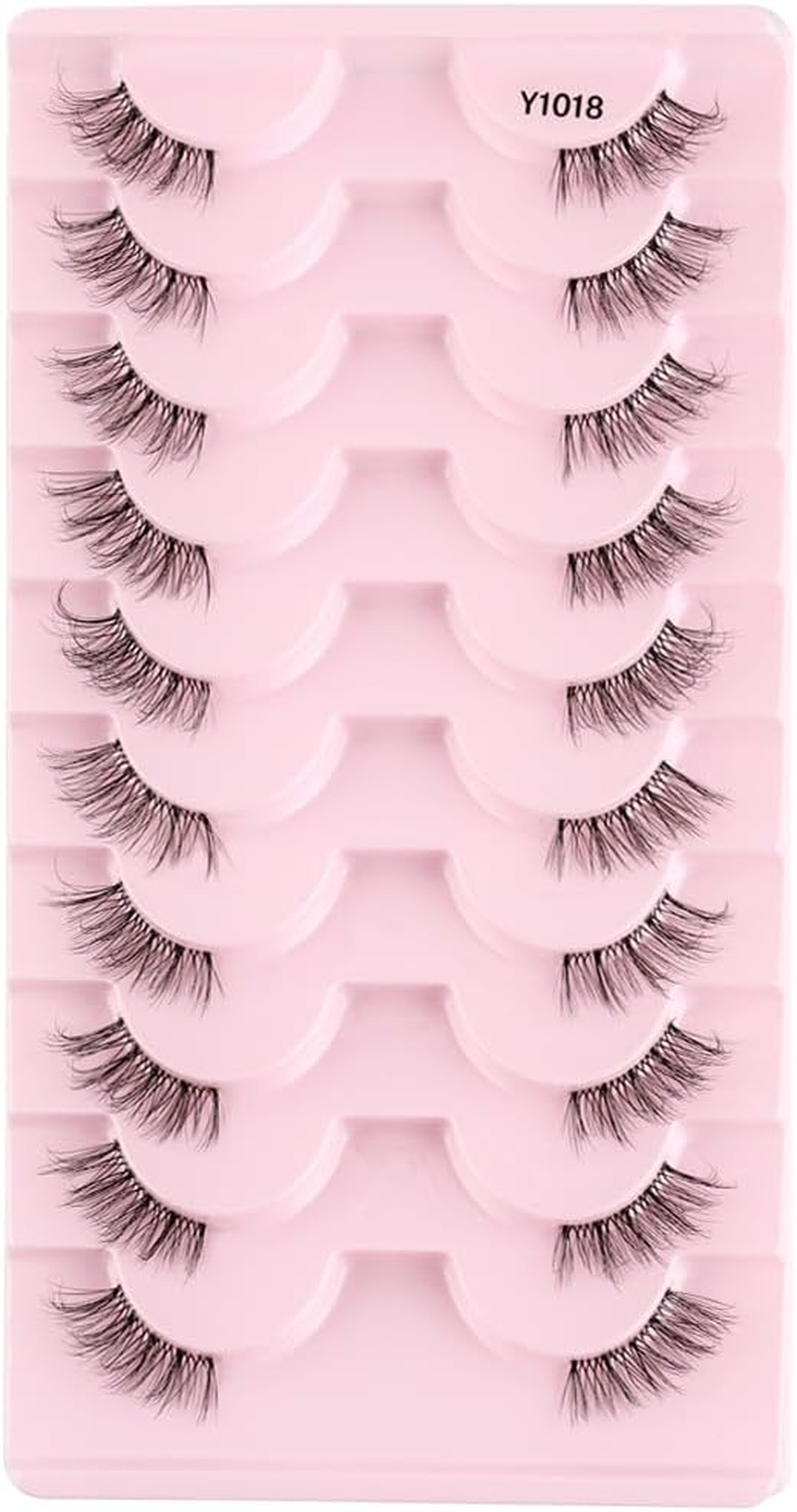SULV I1016-1028# Series,10 Pairs Pack False Eyelashes Cat Eye Faux Mink Lashes Natural Look Fluffy Wispy Lashes That Look like Extensions D Curl Lash Strips Short Fox (10 Pairs Pack -Y1026) image number 1