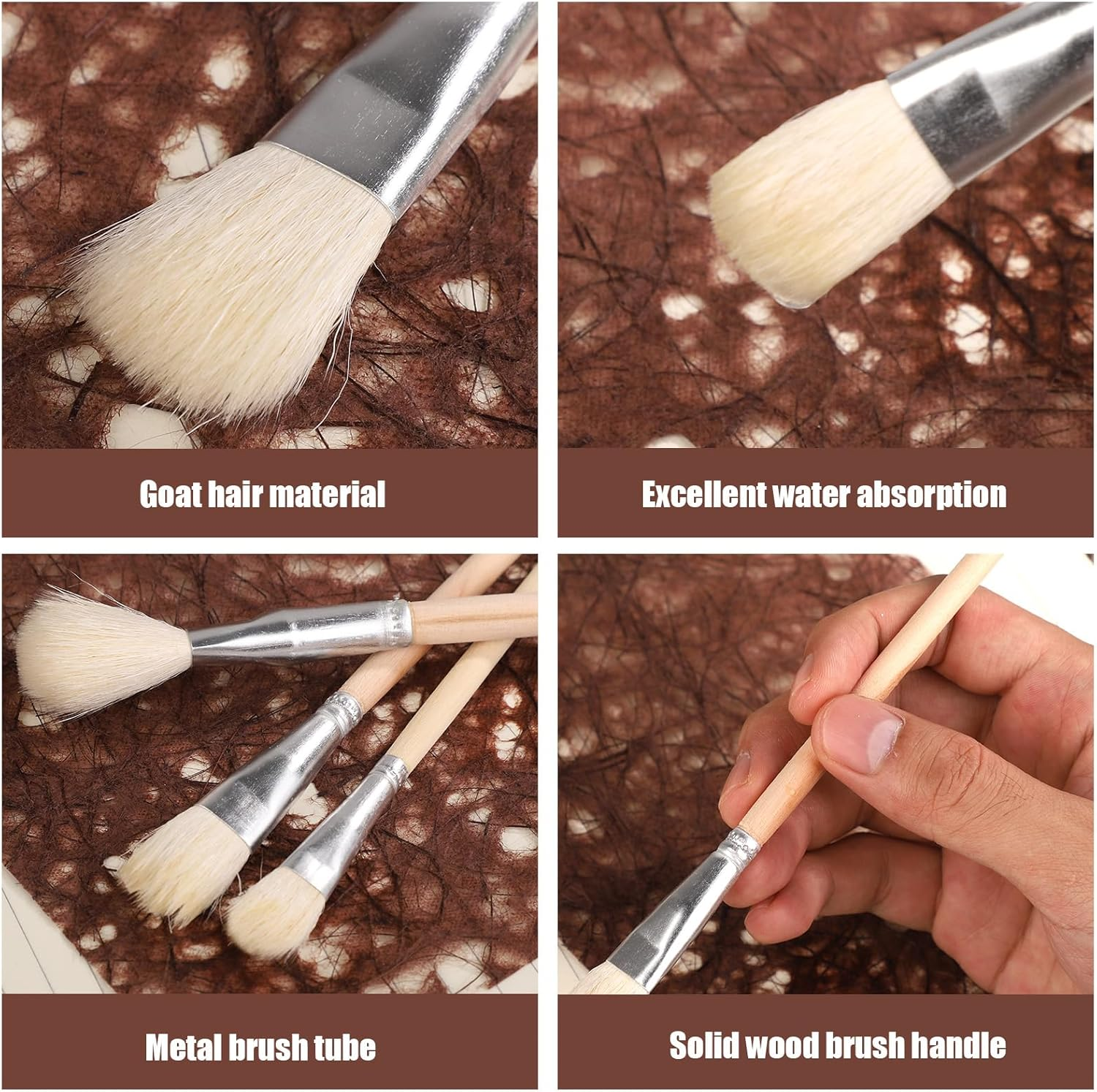 Acrylic Paint Brush Set, 7Pcs Wooden Pottery Glaze Brushes Art Paintbrush Ceramic Glaze Brushes Pottery Glaze Brushes Ceramic Watercolor Brushes Kit Supplies for Craft Painting Students Enthusiast image number 4