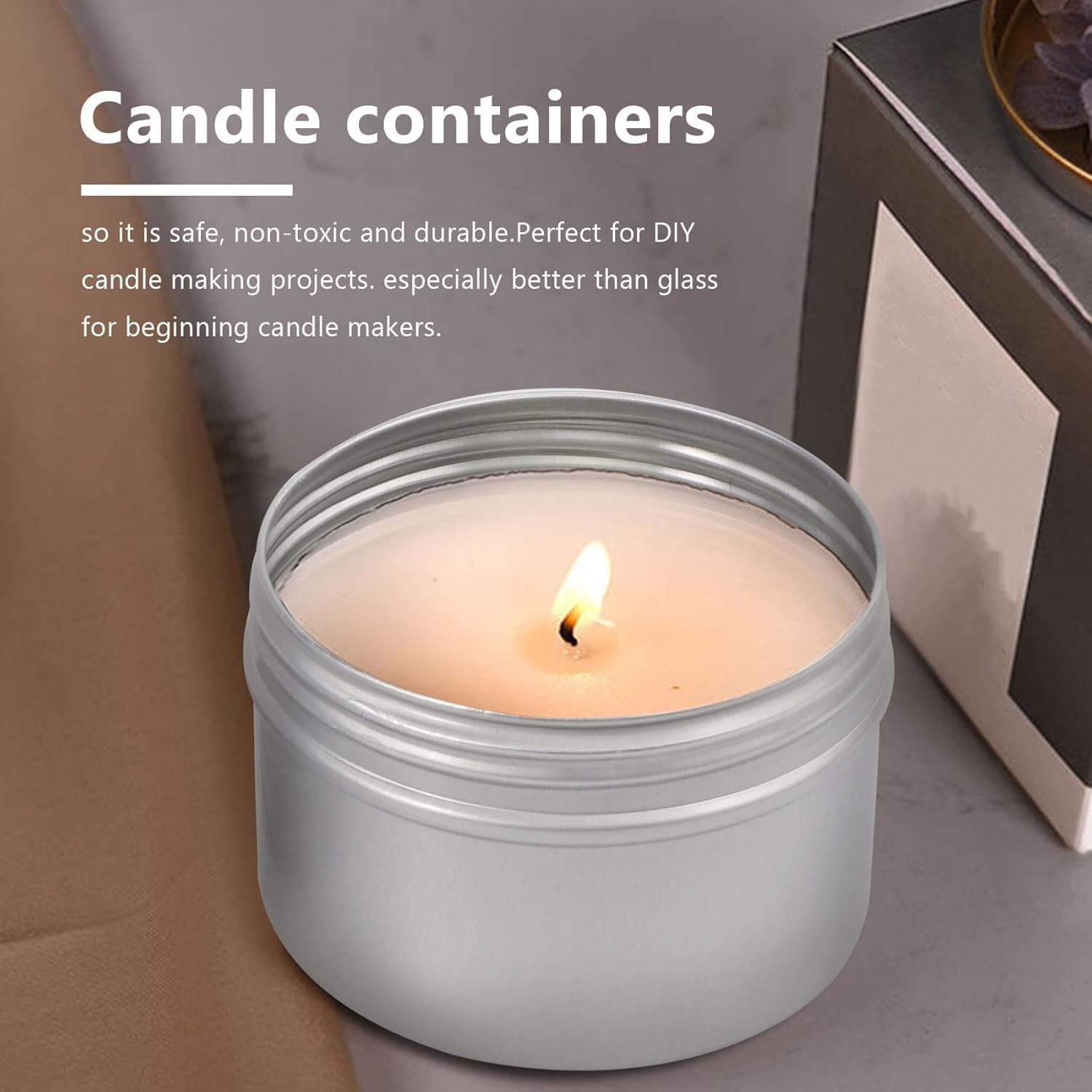 12Pcs 4Oz Metal Candle Tins, round Cans with Screw Lid for DIY Candle Making & Storage, Lotion Bars, Balms, Spices, Beard Balm (Silver) image number 3