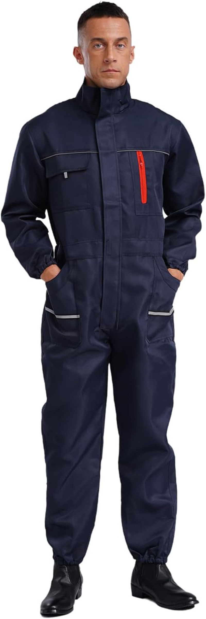 Aislor Mens Work Overalls Long Sleeve Full Body Dustproof Work Mechanics Jumpsuit Coveralls One Piece Workwear