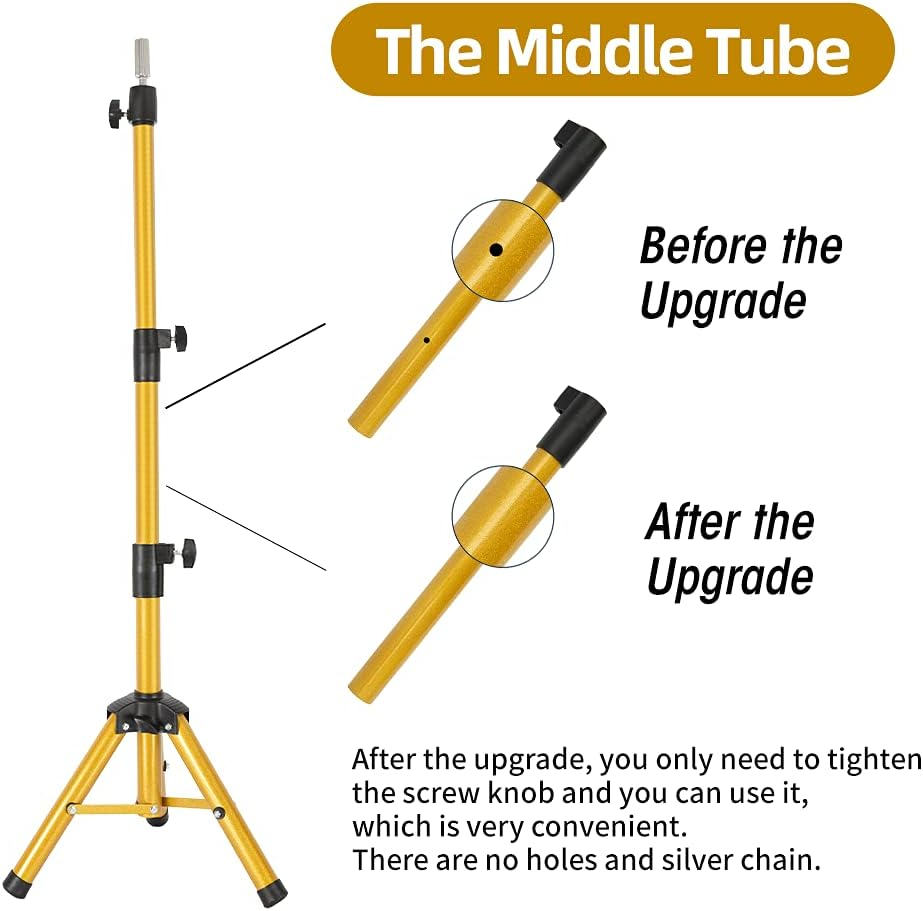 55 Inch Wig Stand Tripod - Adjustable Mannequin Head Stand Tripod Stainless Steel Wig Tripod Stand Wig Head Stand Tripod with Tool Tray (Mannequin Head Not Included) image number 2