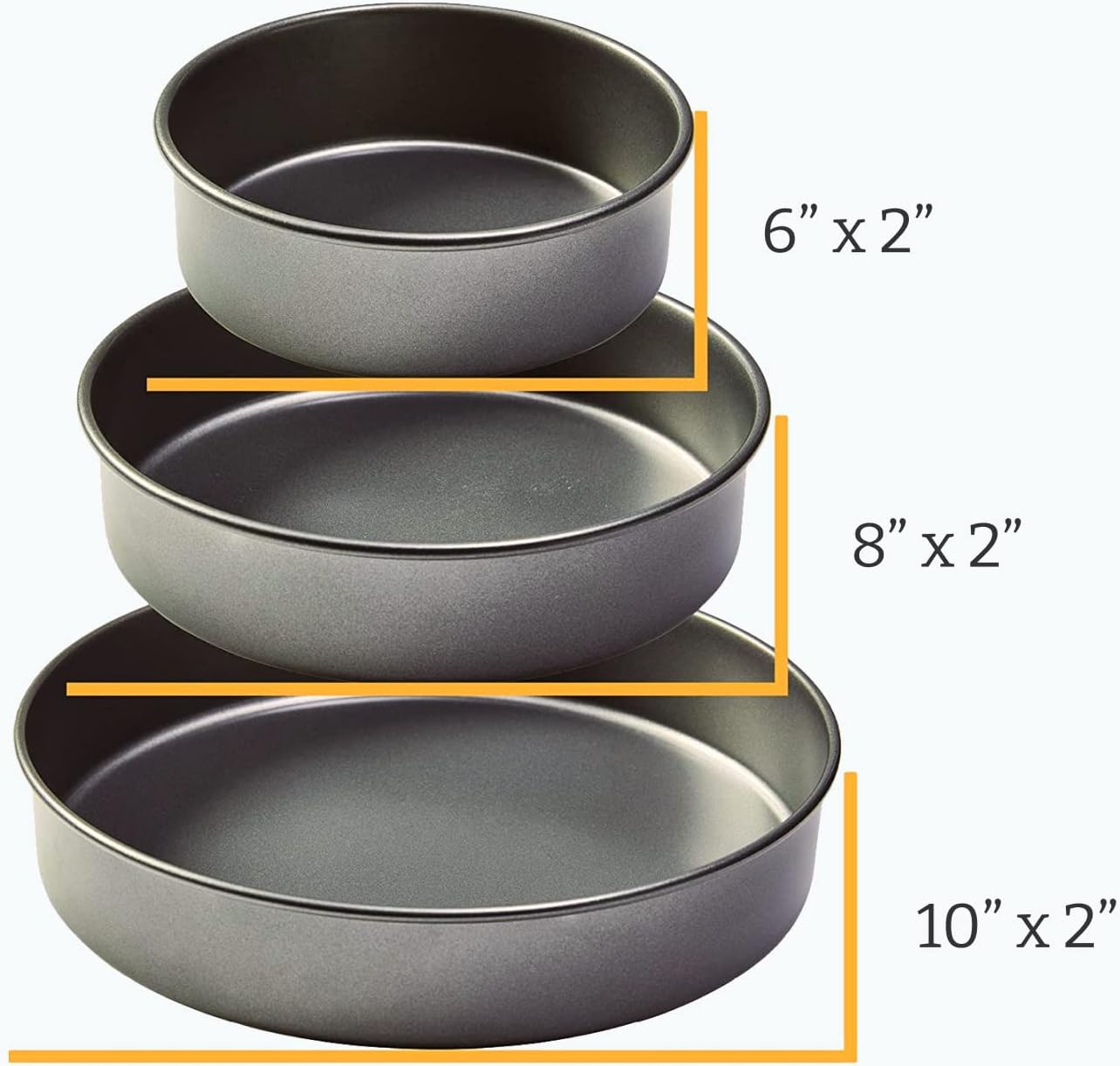 Chicago Metallic 5233128 Professional Non-Stick 3-Piece round Cake Pan Bakeware Set, Gray image number 3