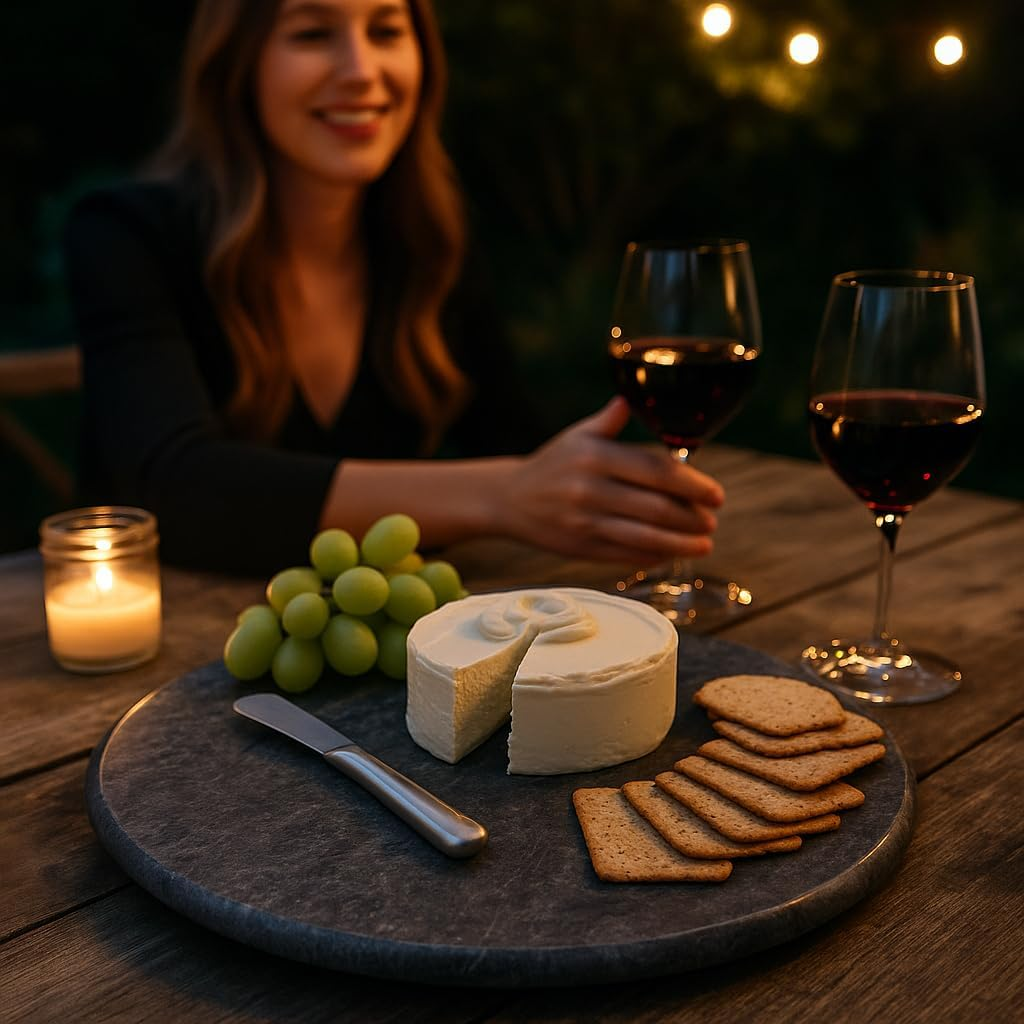 Creative Home Genuine Marble Stone 12" round Board - Off-White (Color May Vary) image number 6