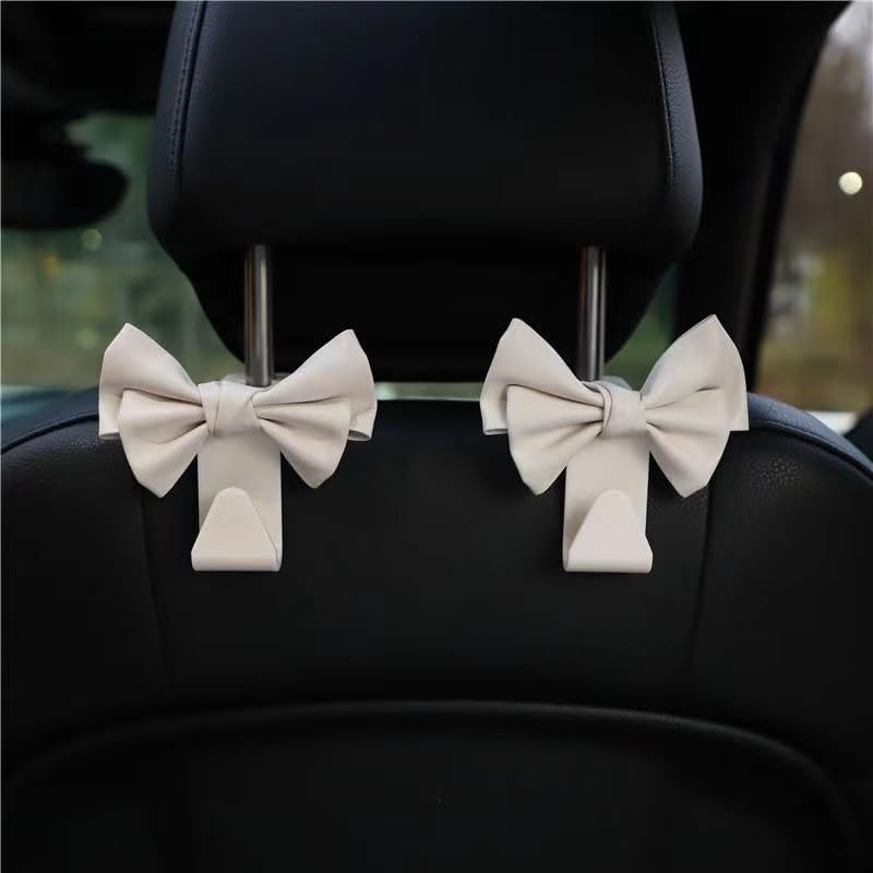 Cute Bow Knot Auto Car Seat Headrest Hook, Seatback Hanger Storage Organizer Holder for Car Hooks for Purses and Bags 2Pcs image number 2