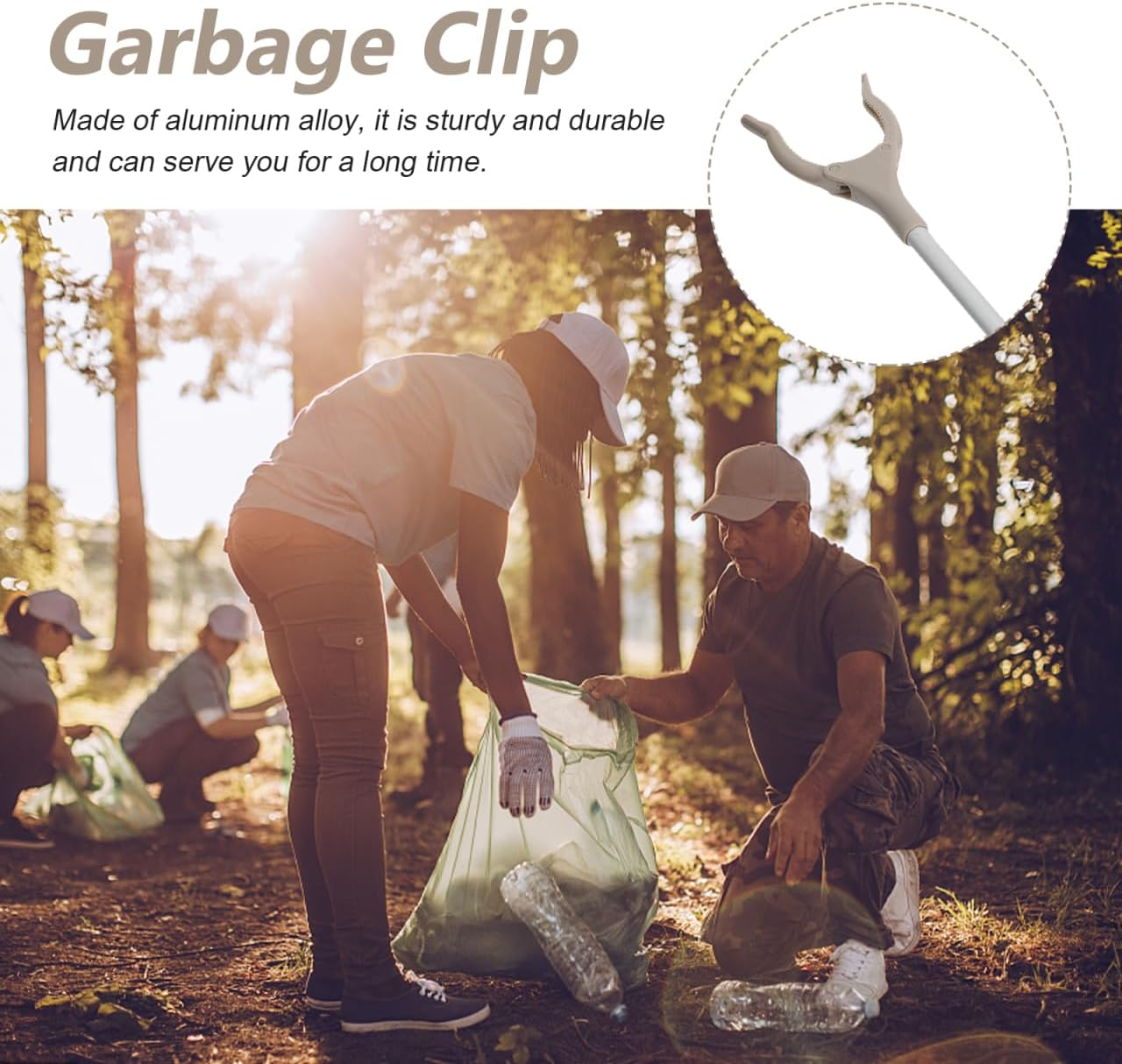 Healvian 2 Pcs Foldable Grabber Reacher 40Cm Aluminum Alloy Trash Pickers Grabber Reaching Stick Pick up Stick Garbage Grippers image number 1