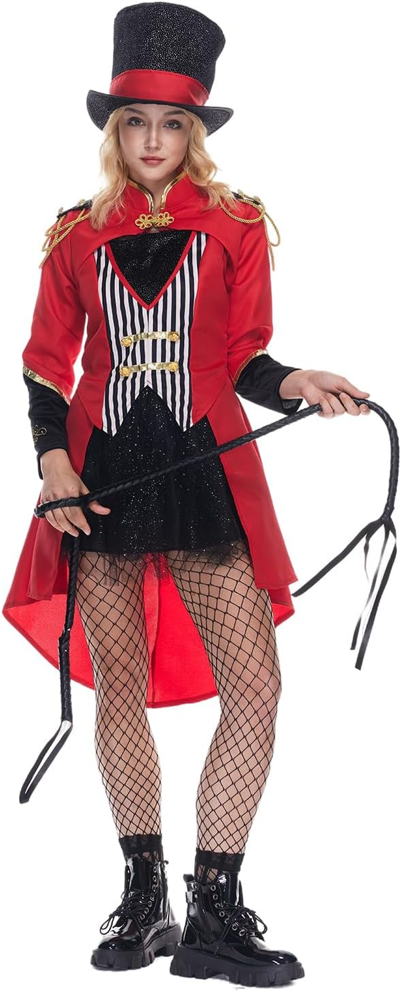 Eraspooky Sexy Women'S Ringmaster Costume Adult Halloween Circus Ring Leader Dress Outfits image number 3