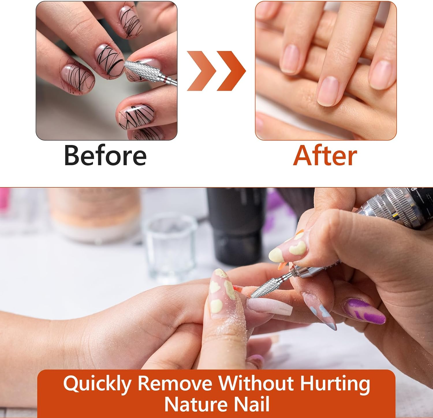 LXUEJIE 2 Pcs Carbide Nail Drill Bit, Tungsten Nail Drill Bit, 5 in 1 Carbide Tapered 3/32" Shank Professional Cone Tungsten Drills Bits for Manicure Pedicure Cuticle Cleaner Polish