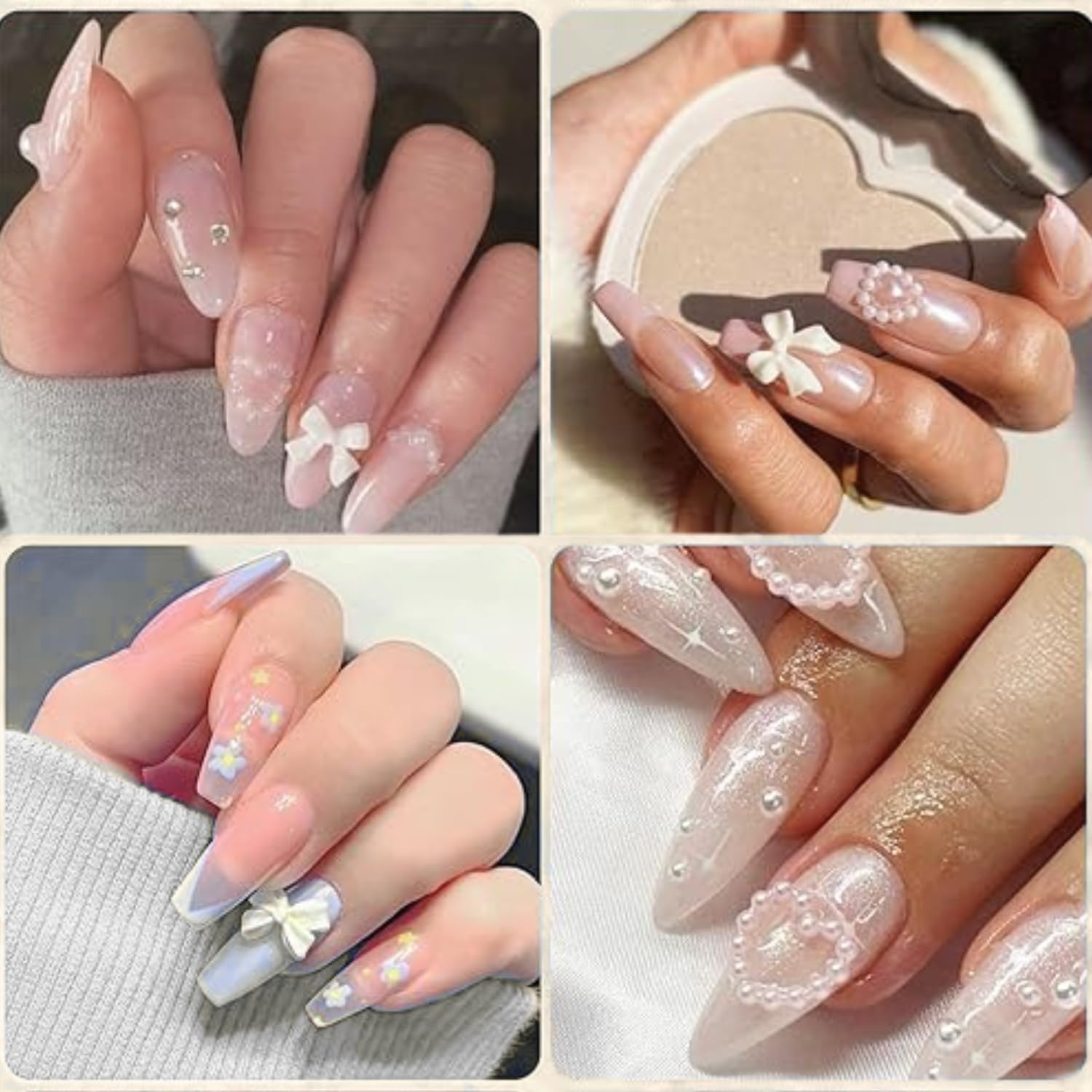 ROSEUS Nail Charms 300PCS 3D Pink Mix, Y2K 90'S Nail Rhinestones for Nail Art Designs DIY Manicure image number 4