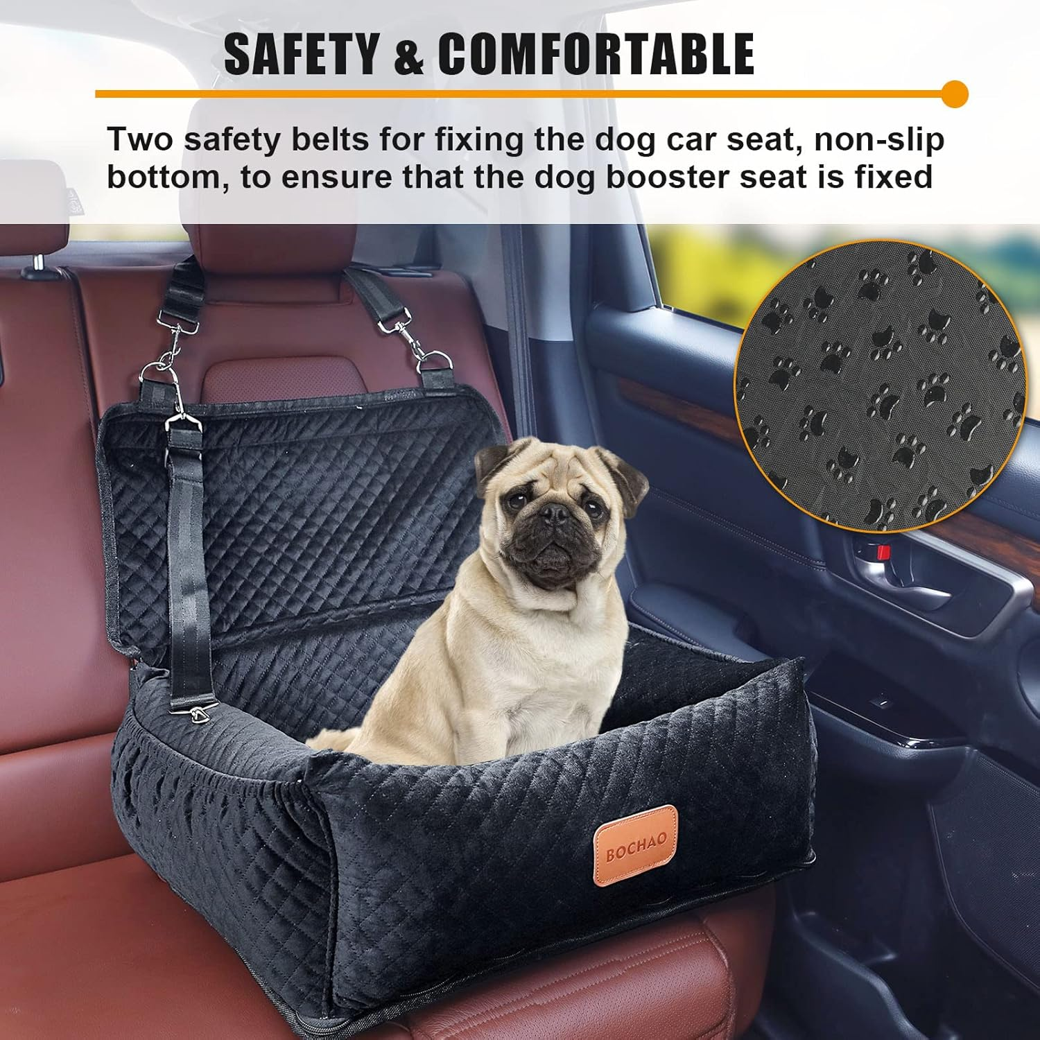 Pet Booster Seat for Medium Small Dogs - Multi-Function Dog Bed & Travel Bed, Comfortable & Safe, Removable & Washable, Fits Cars/Trucks/Suv image number 4