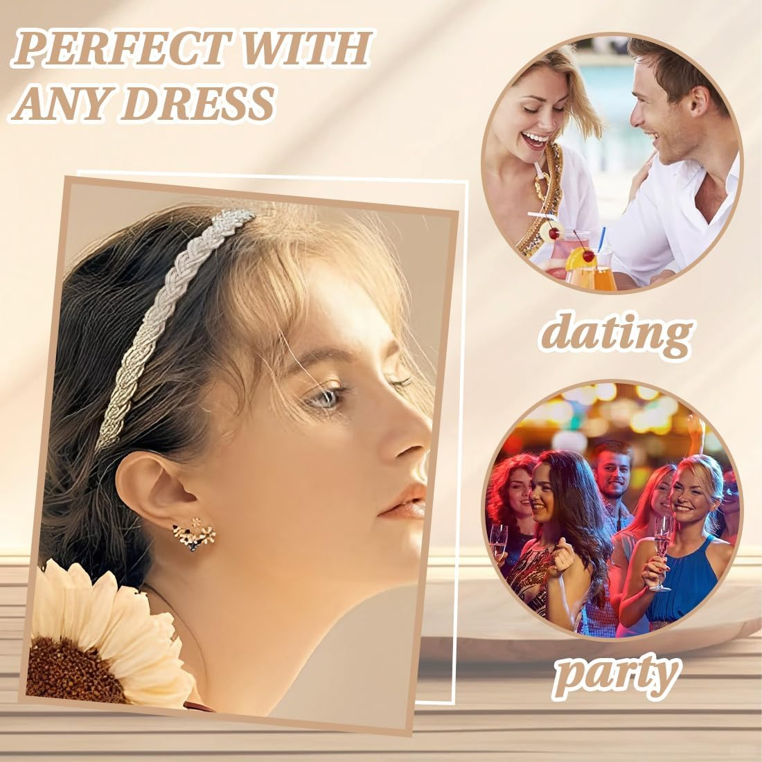 XUZOPIM Women'S Braided Headband Pearl Headbands Costume Headband Hair Accessories for Oktoberfest Party Pack of 3 image number 3