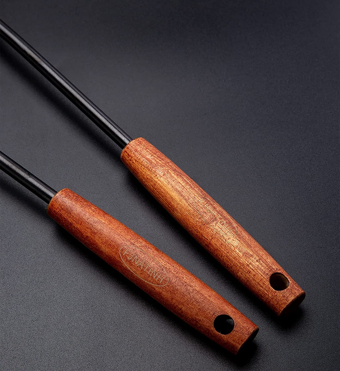 Soup Ladle 14.2 Inches Wok Utensils - Stainless Steel, Rust Proof with Ergonomic Wooden Handle for Cooking, Gravy, Sauces, and More image number 5