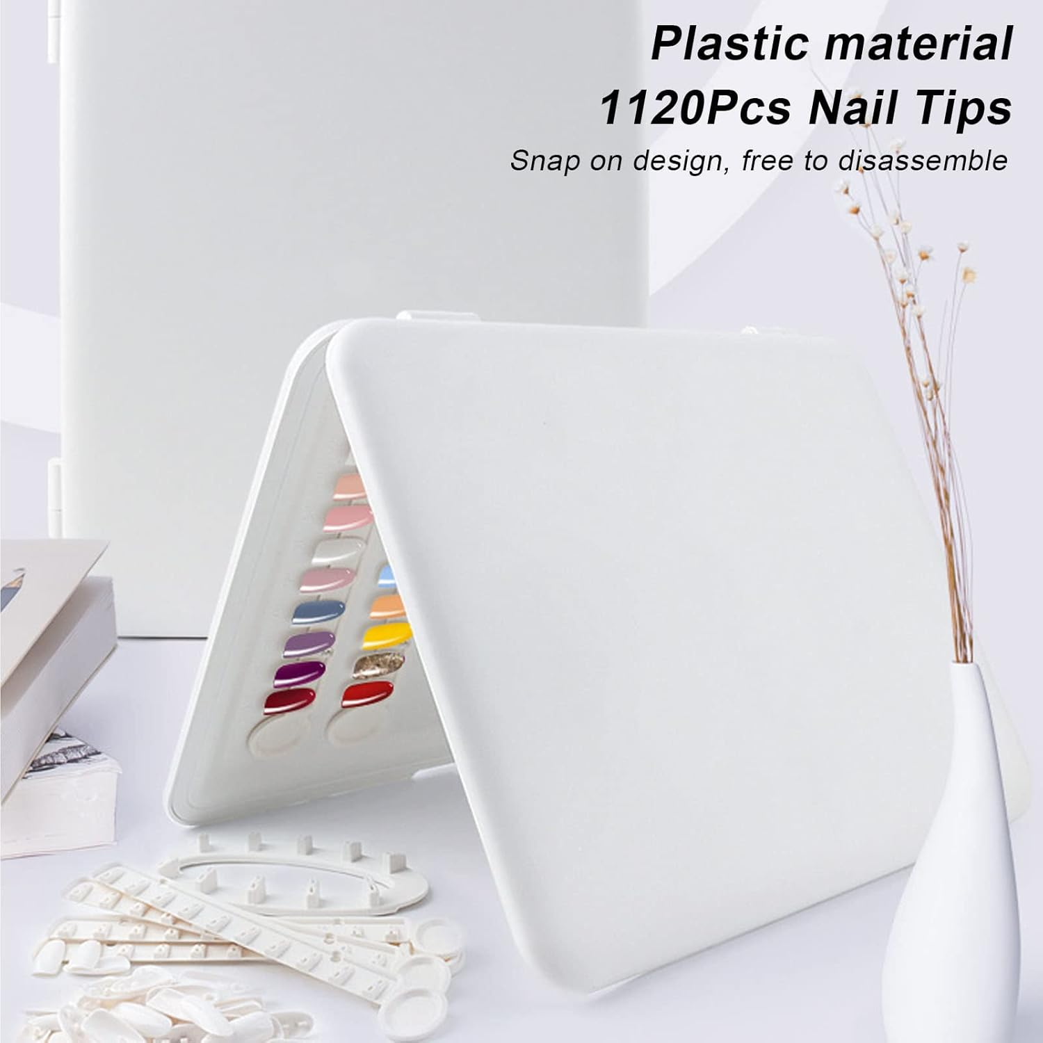 120 Nail Colors Display Book, Nail Polish Swatch Book, Nail Gel Polish Display Chart, with 120 False Nail Tips & 14 Nail Strips for Manicure Salon Studio Set (White) image number 5