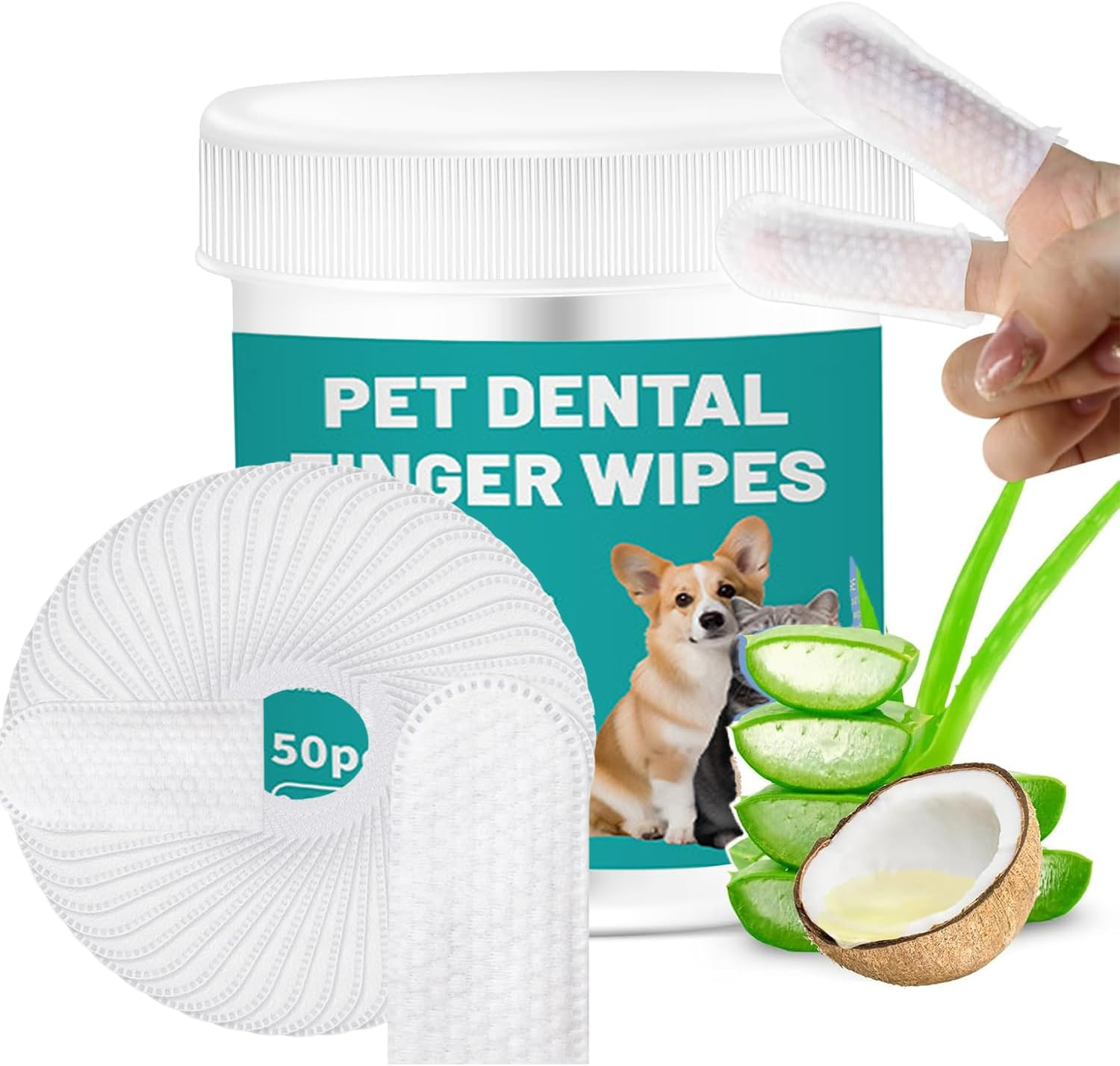 Mumoo Bear Pet Teeth Dental Cleaning Wipes for Dogs & Cats, Remove Bad Breath by Removing Plaque and Tartar Buildup No-Rinse Dog Finger Toothbrush, Disposable Gentle Cleaning & Gum Care, 50 Counts image number 5