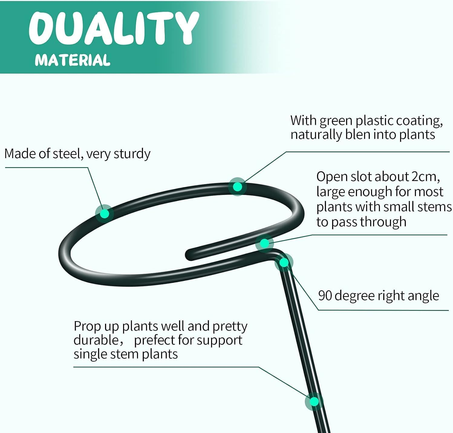Limcryspp 12 Plant Support Posts and 24 Plant Clips, Single Stem Support Post, Plant Cage Support Ring, Garden Flowers, Roses, Tomatoes, Peonies, Lilies, Roses, Herbs, Vegetables and Other Plants
