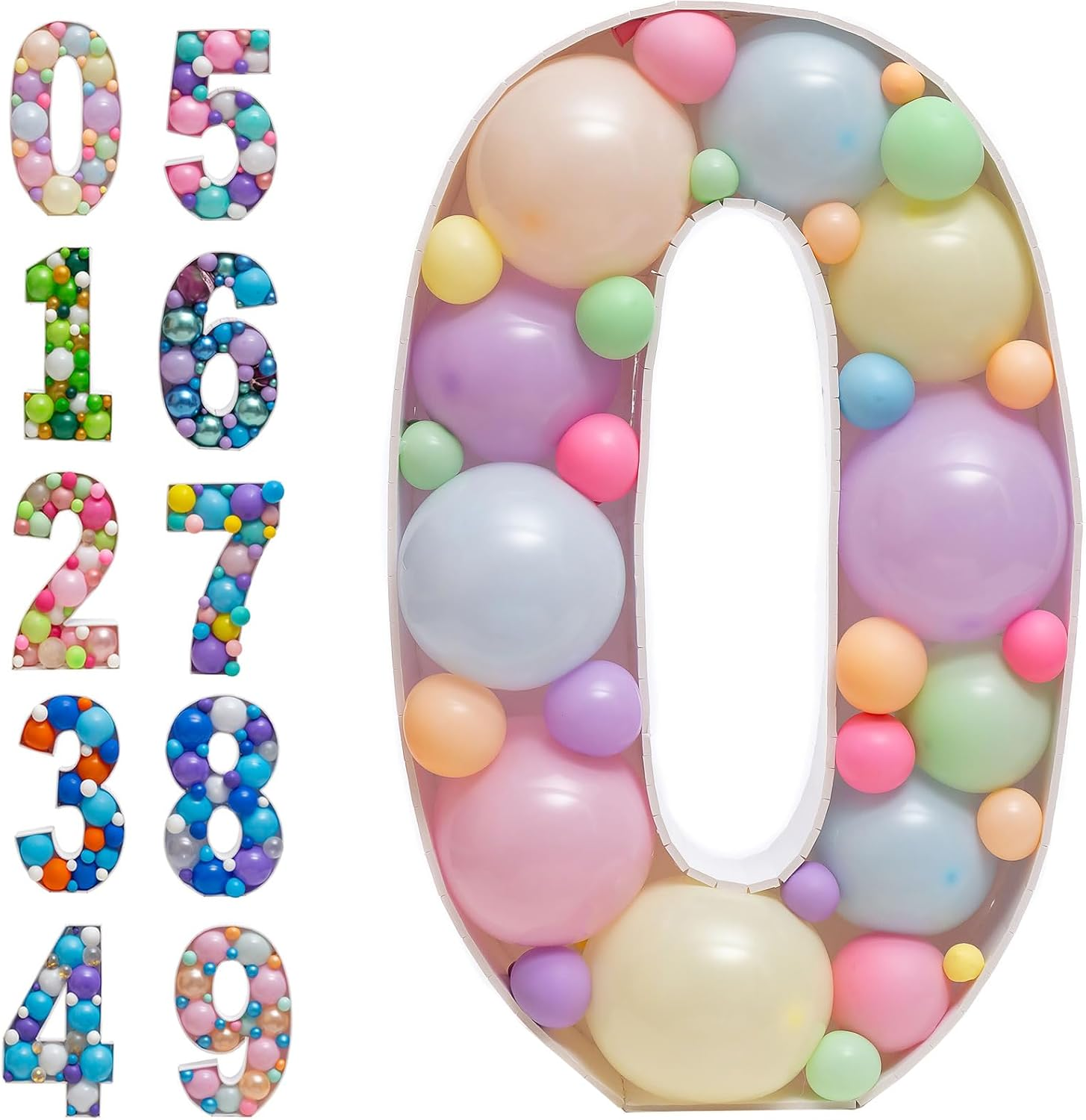 Joybox Design Mosaic Balloon Frame Light up Marquee Pre-Cut Kit Number 1 Cut-Out Extra Large Foam Board First Birthday Backdrop 1St Birthday Boy Girl Party Anniversary Decorations