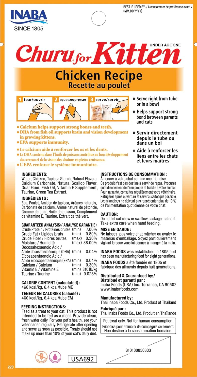 Inaba Churu Puree Kitten under Age 1 Creamy Treat Chicken Recipe 6 X 56G image number 4