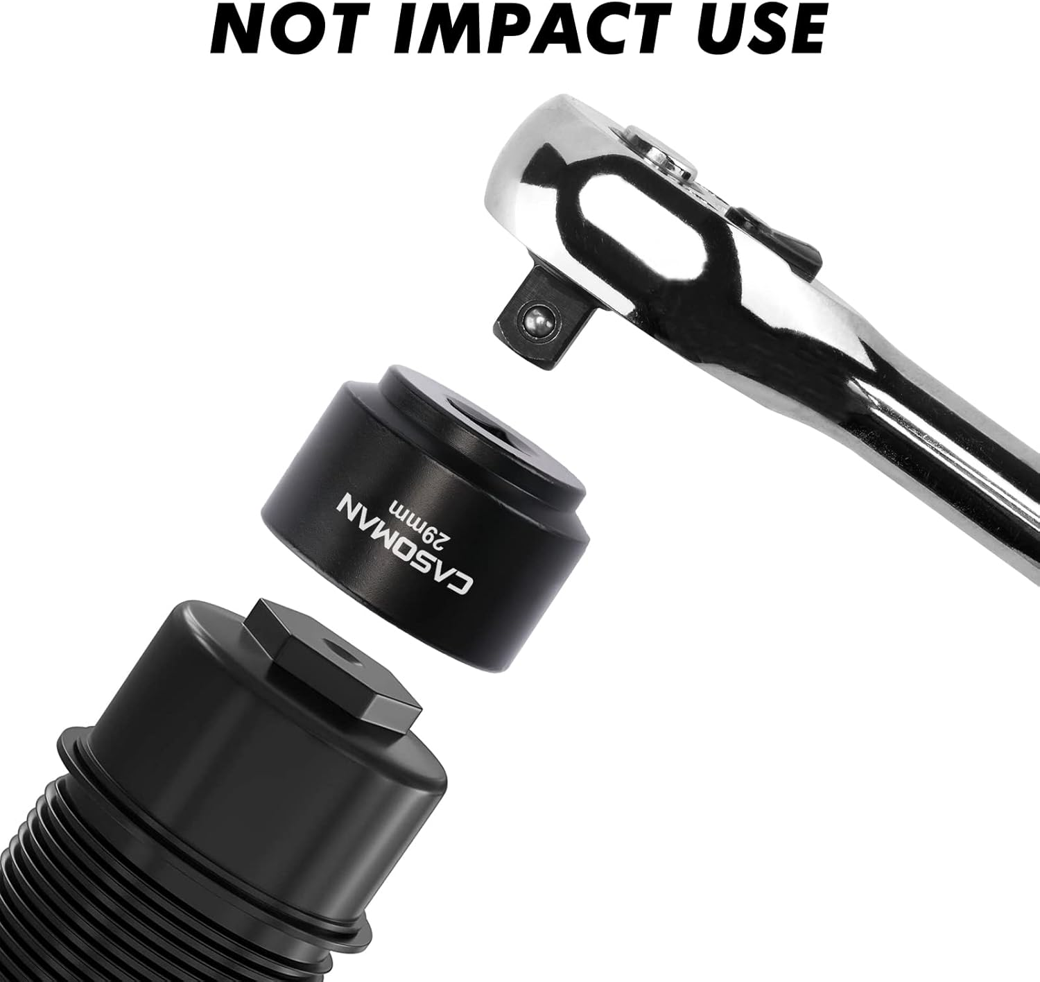 CASOMAN 7 Pieces 3/8" Drive Low Profile Oil Filter Socket Set, Oil Filter Cap Remover and Installer Tool Set, 6 Point, 24Mm, 25Mm, 27Mm, 28Mm, 29Mm, 32Mm, 36Mm, CR-V image number 1