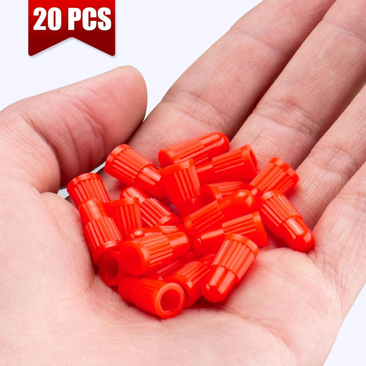 Red Plastic Bike Tire Valve Caps (20 Pack) - Compatible with MTB, Road Bike, Bicycle - Presta/French Valves - Transparent image number 4