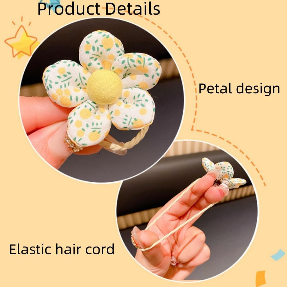 Hairbands 20Pcs Flower Hairbands Cute Elastic Ponytails Damage-Free Toddler Hair Accessories Tie Flowers image number 5