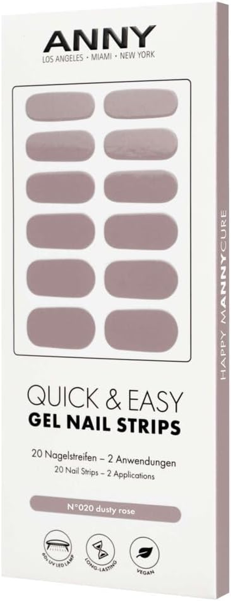 ANNY Gel Nail Strips - UV Nail Foil for Sticking with UV Lamp, Durable & Splinter Free, Easy to Use, Colour: Dusty Rose - Steamed Dusky Pink - No. 20 image number 1