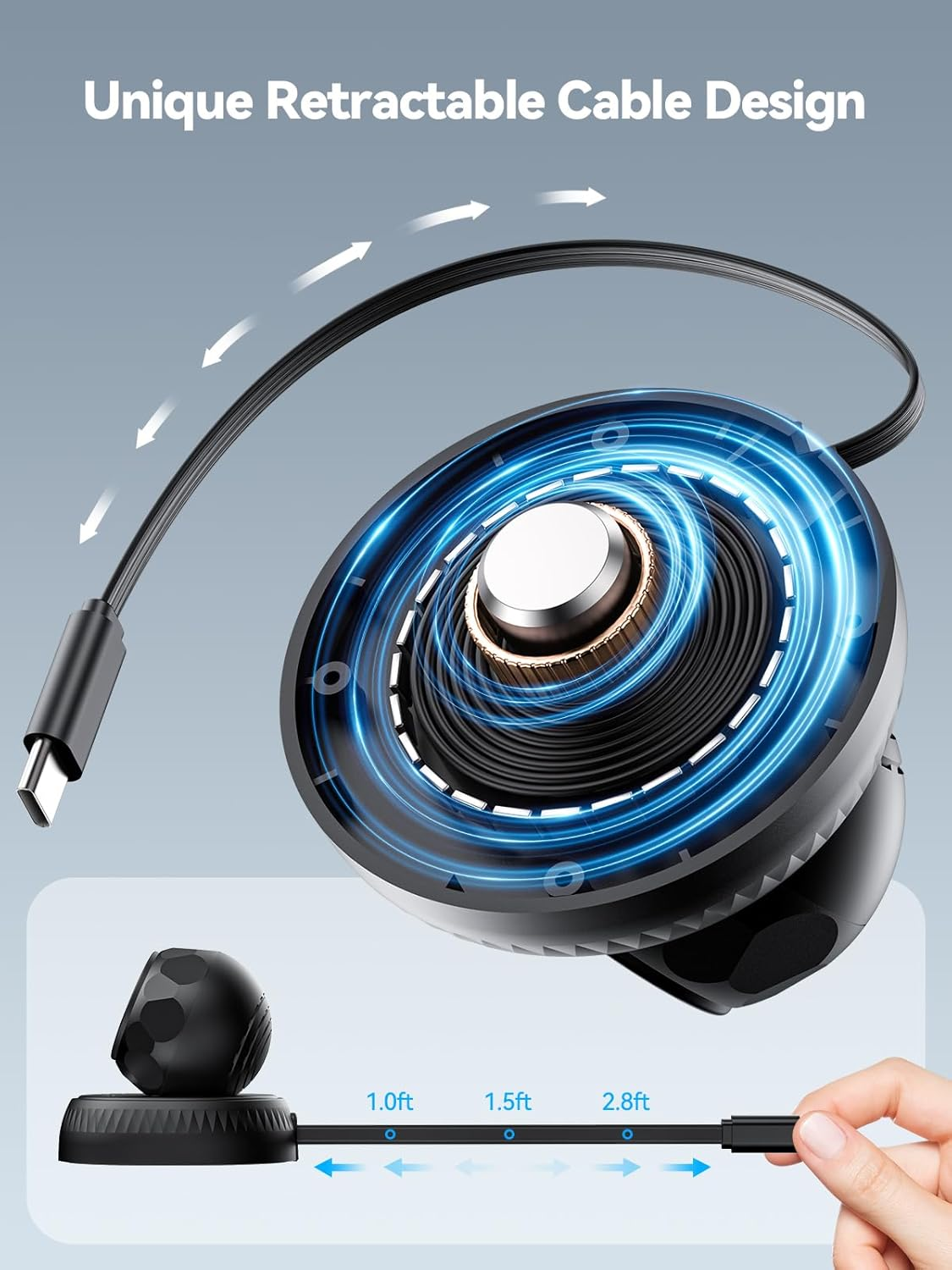 NEWDERY Charger Stand for Pixel Watch 3 2 & for Fitbit Sense 2/Versa 4 3, Retractable USB C Charging Cable with USB a Adapter, Portable Replacement Dock for Fitbit & for Google Smartwatch image number 2