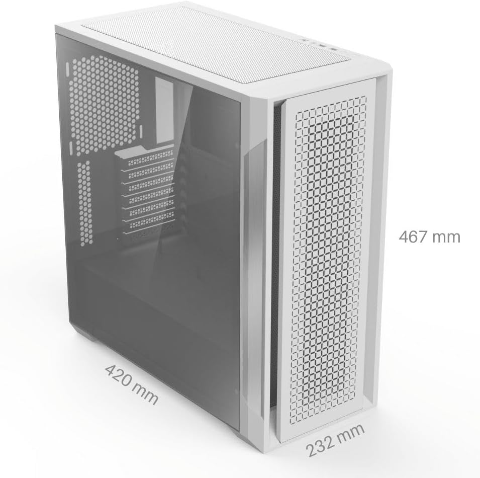Almordor Full Tower Gaming Computer PC Case Chassis with Tempered Glass Side and High-Airflow Front Mesh Panel, Supports ATX/E ATX/MATX/ITX, White image number 6
