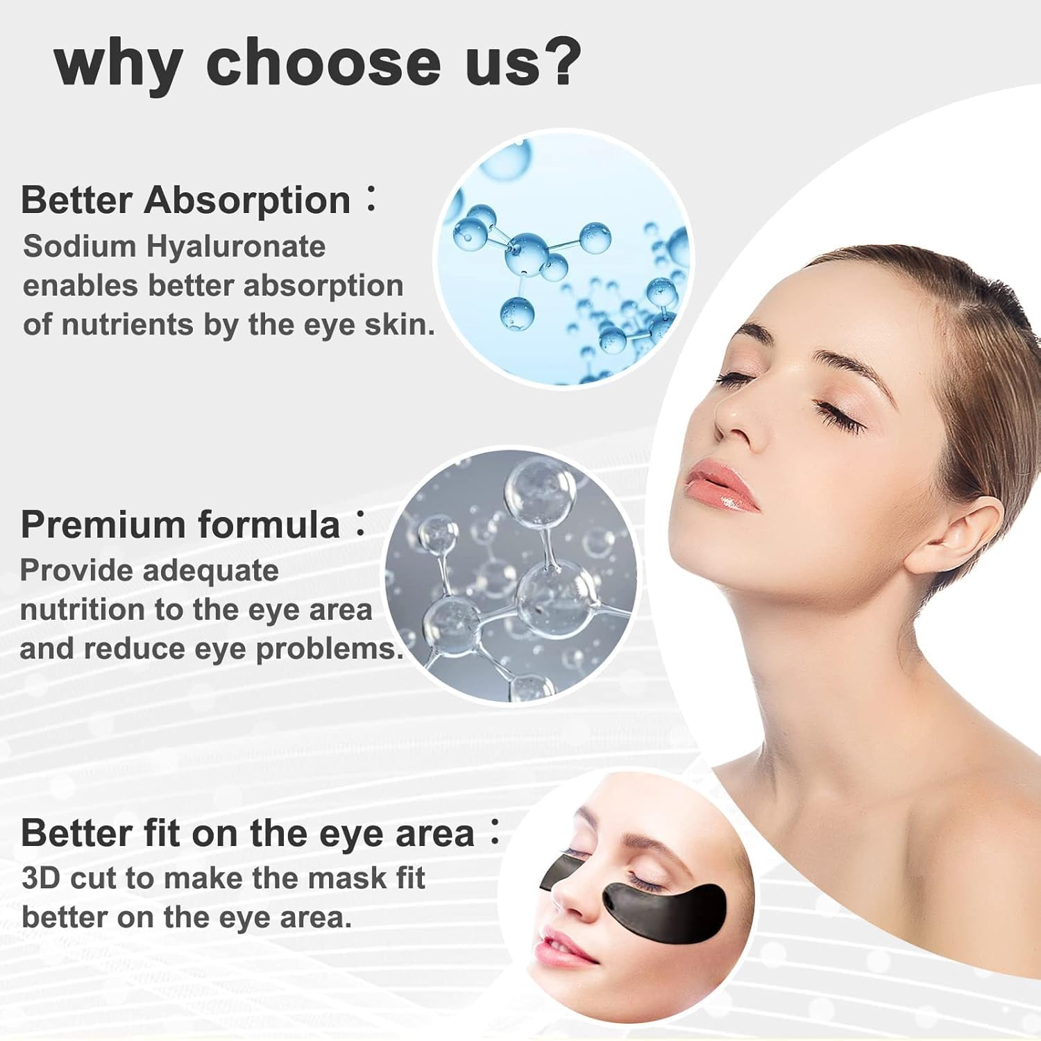 JUYOU Reallygood Gel Collagen Eye Pads, Crystal Collagen under Eye Mask for Moisturizing, Reducing Fine Lines&Dark Circles& Puffy Eyes under Eye Patch for Women Men (60Pcs/30Packs Black) image number 1