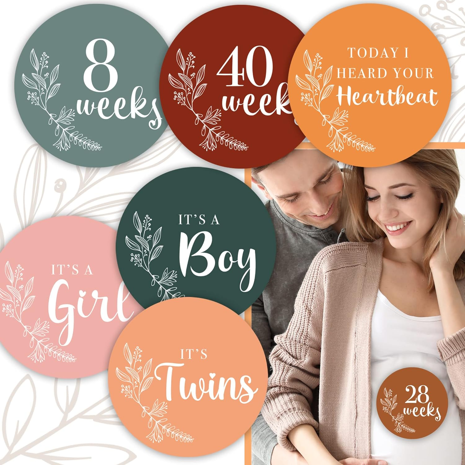 Pregnancy Weekly Milestone Signs 24 Pack, Weekly Baby Bump Stickers Baby Shower Pregnancy Gifts for First Time Moms, Gender Neutral Pregnancy Photography and Announcement Cards image number 6