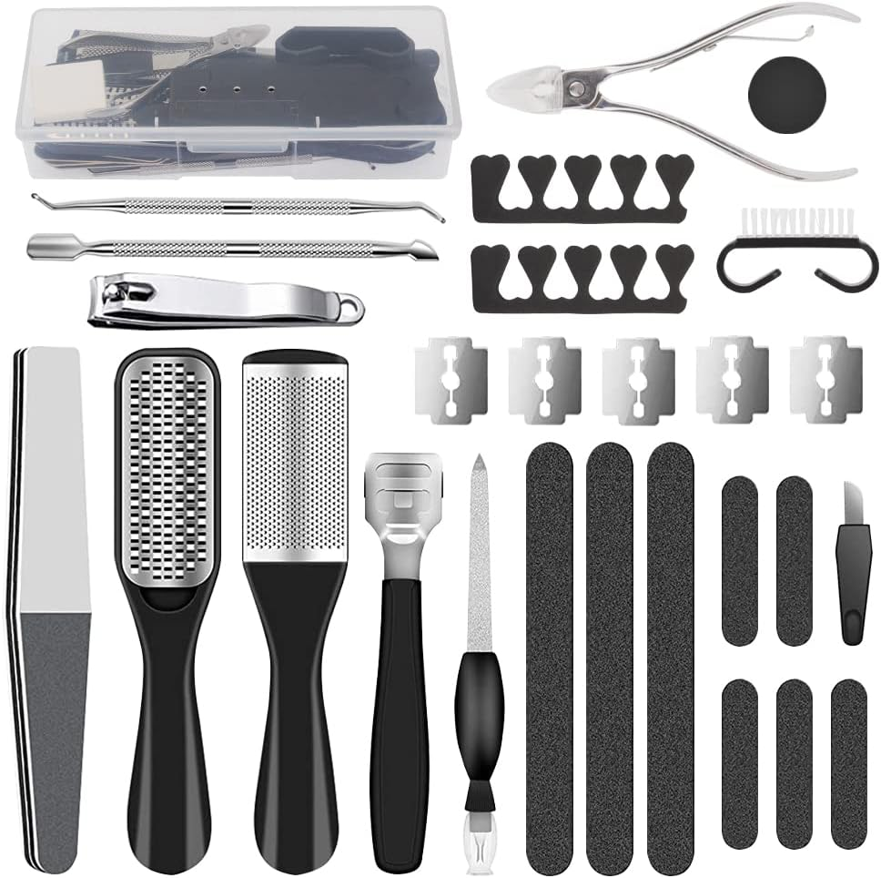AUTOWT Pedicure Tools Kit, 27 In-1 Pedicure Tools Set Professional Manicure Pedicure Set Stainless Steel Foot Care Kit for Women Men, and Salon Hard Skin Remover Foot Scrub, Dead Skin