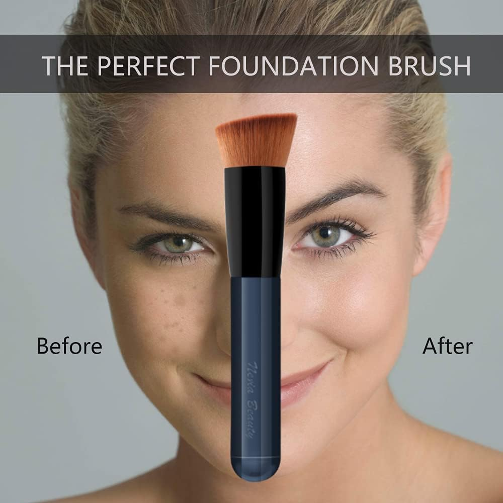 Foundation Brush, Flat Top Kabuki Foundation Brush for Liquid Makeup, Cream, Powder, Travel Size Face Foundation Blending Makeup Brushes (131) image number 3
