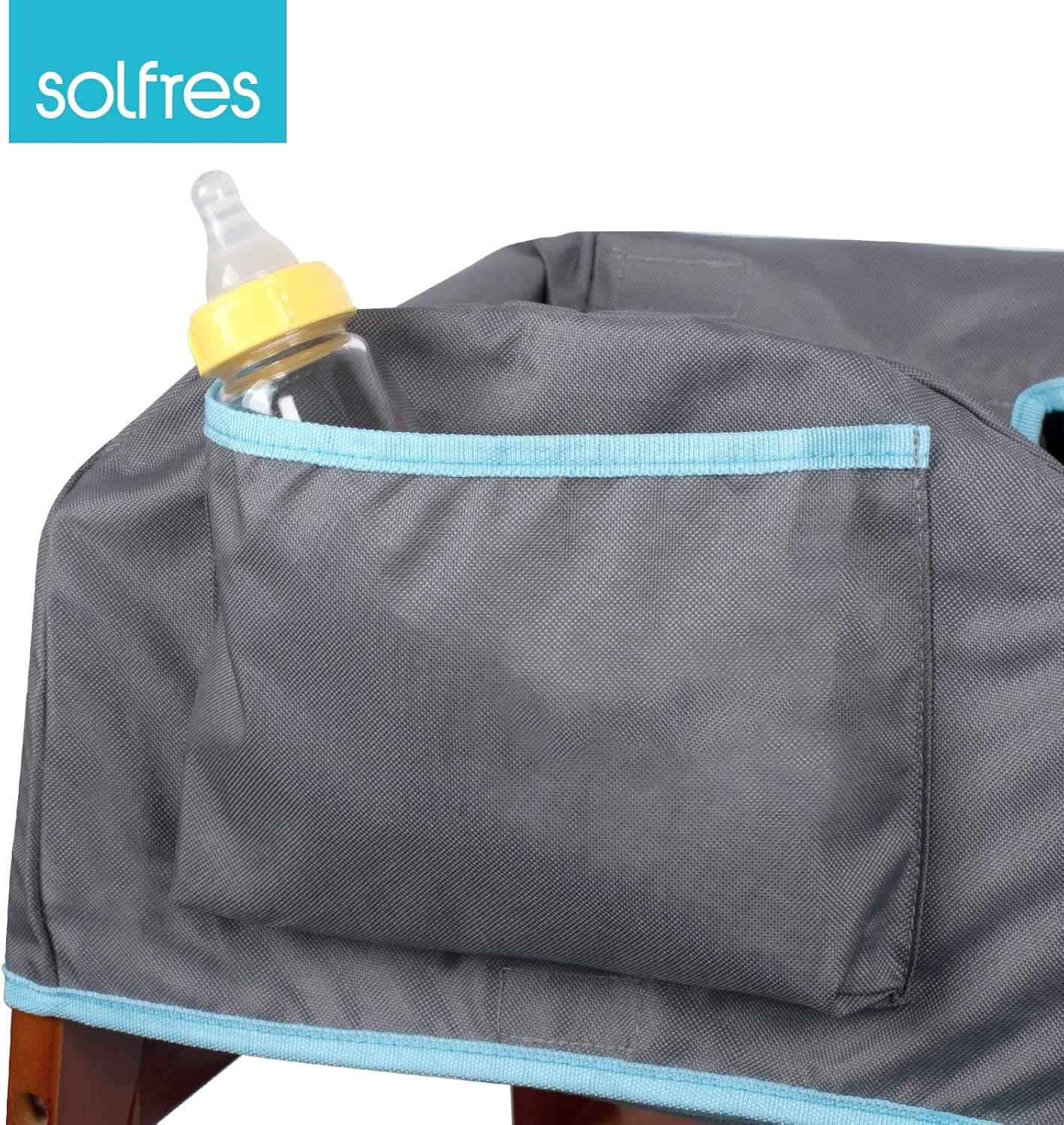 Dual-Belt Baby High Chair Cover, Upgrade Version, for Wooden or Restaurant High Chair, Sturdy and Robust Material, Waterproof Washable Stain and Slip Resistant, Gray - Gray image number 2