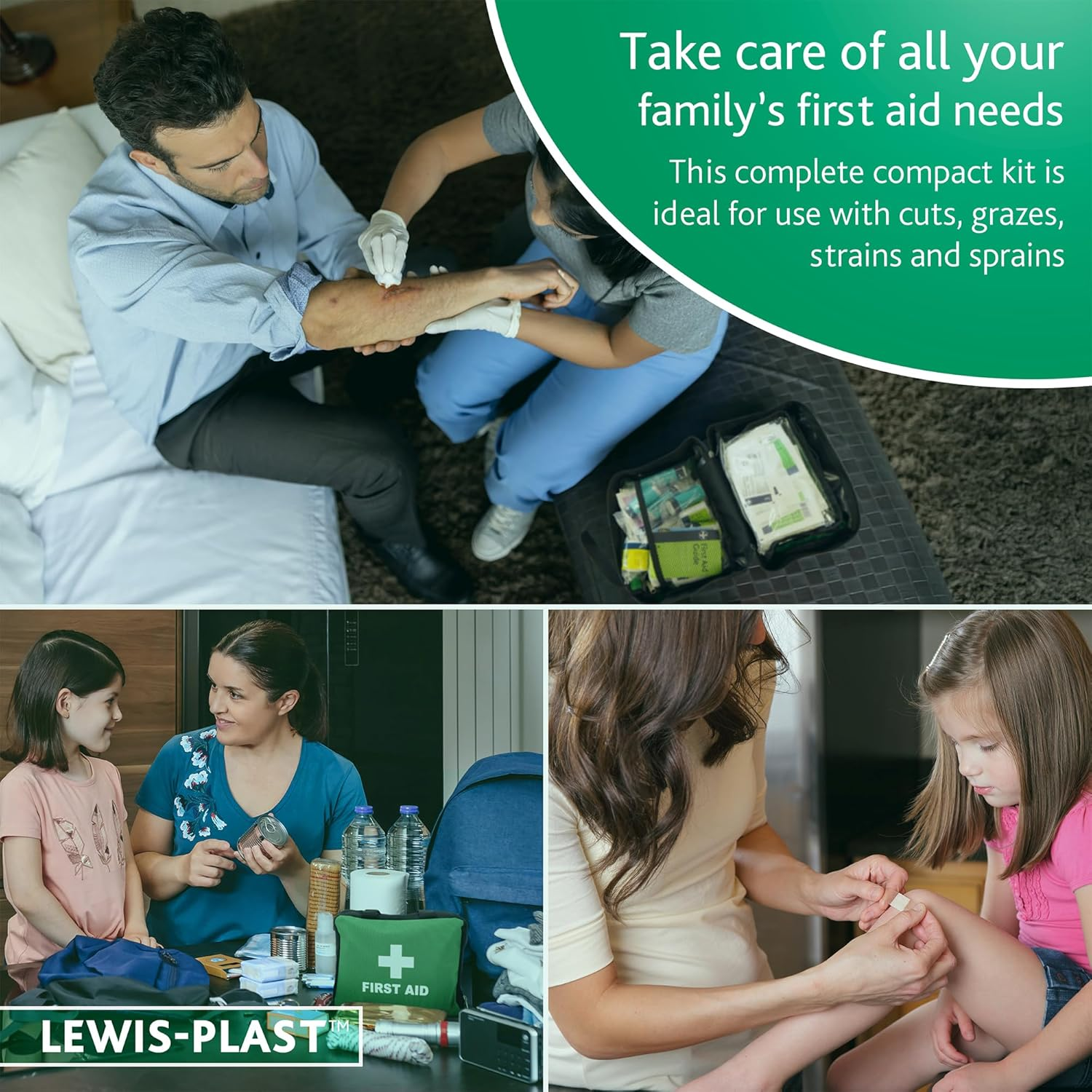 Lewis-Plast First Aid Kit Bag - 220 Piece Survival Kits - Safety Essentials for Travel, Car, Home Camping, Work, Hiking, Holiday, Outdoor Activities - Pack Supplies - Large image number 5