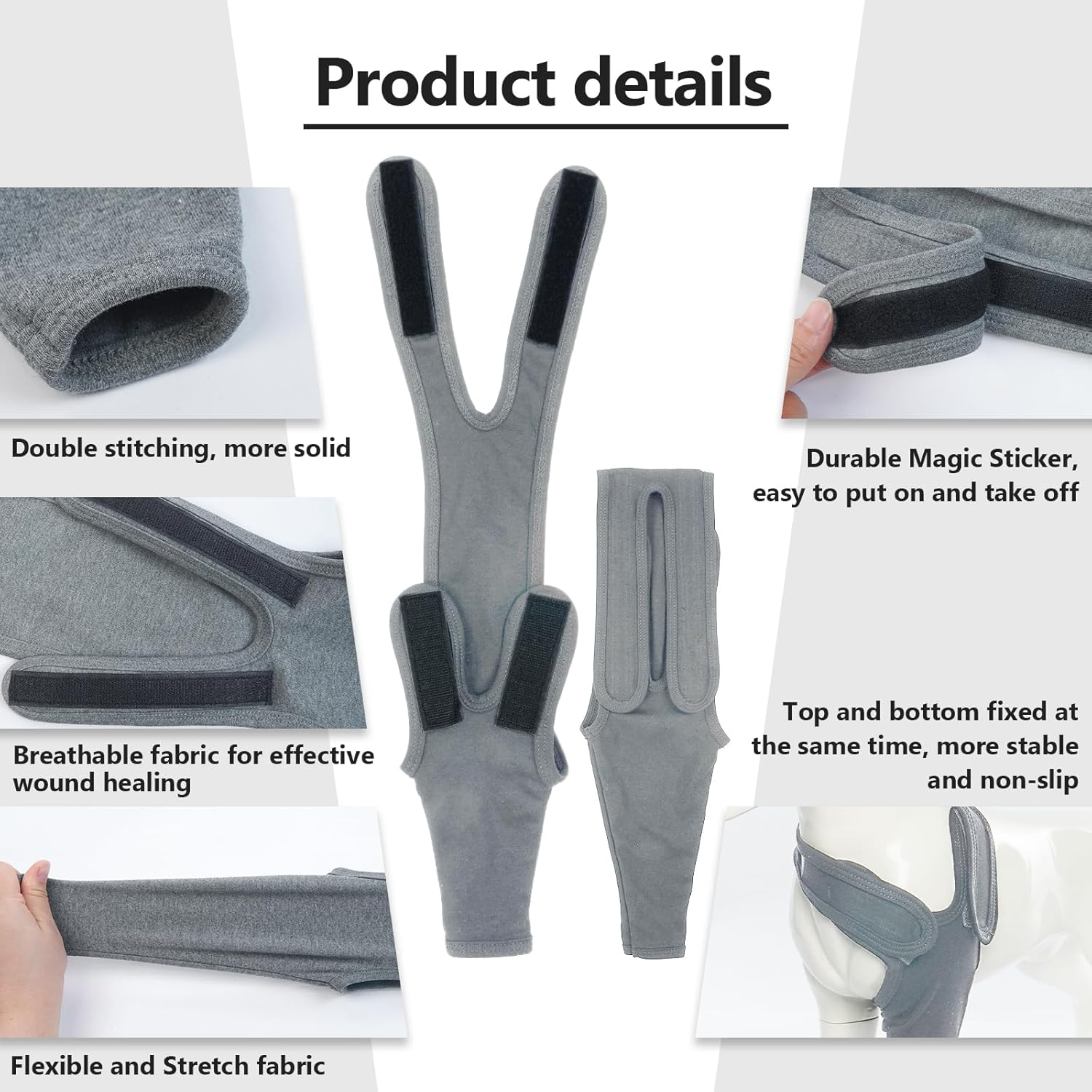 Recovery Sleeve Dog, Knee Support Dog Rear Leg, Elbow Bandage Dog, Elasticity Elbow Pads Front Right Left Leg for Wounds, Bandages, anti Licking for Dogs, Grey XL image number 5