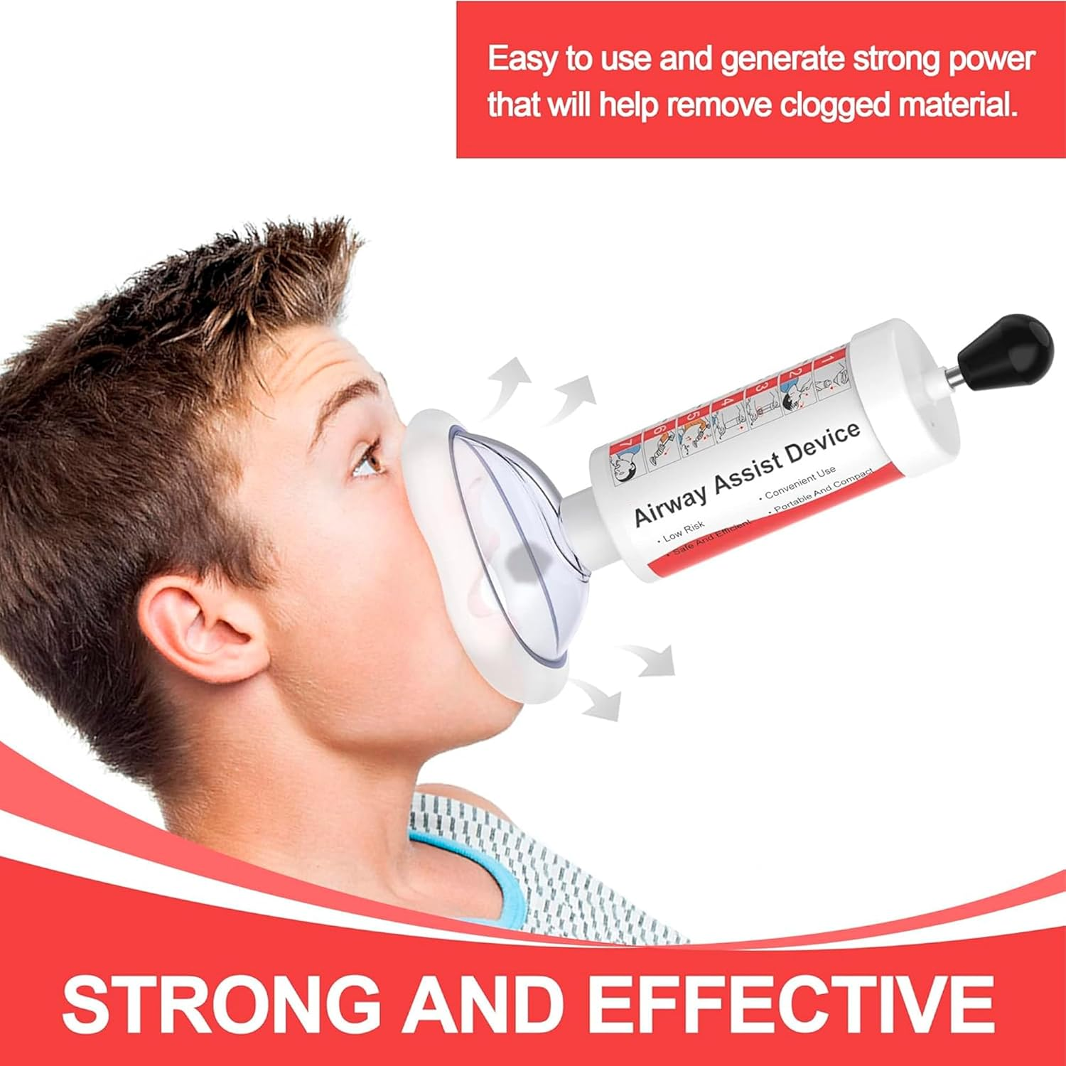 Emesak Effective Assist Device Works for Removing Foreign Material, Emergency Airway Clear Device, Easy to Carry, Safe & Effective to Remove Blocked Objects, Can Be Reused First Aid Home Kit image number 4