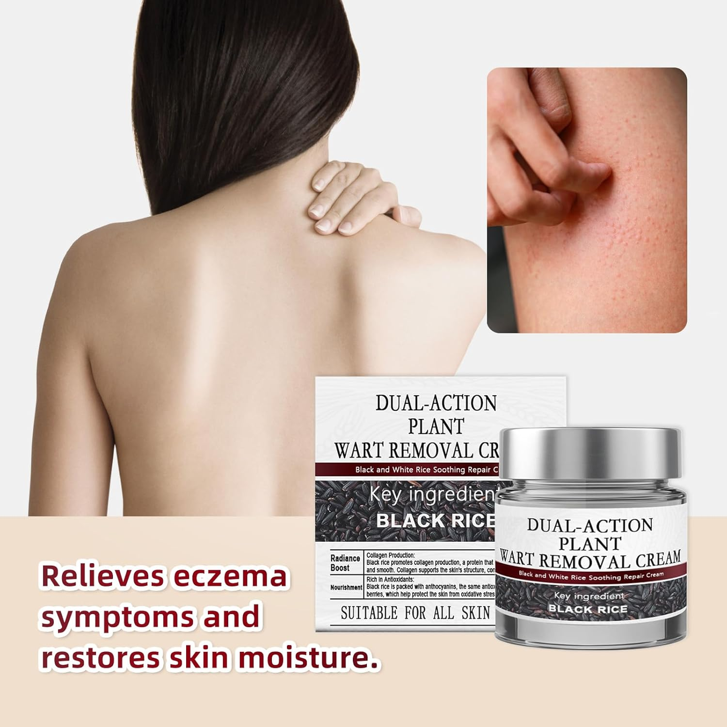 Keratin Erase Dual-Action Renewal Cream, Black and White Rice Soothing Repair Cream, Improves Moisture Skin Barrier for All Skin Types (1Pcs) image number 5